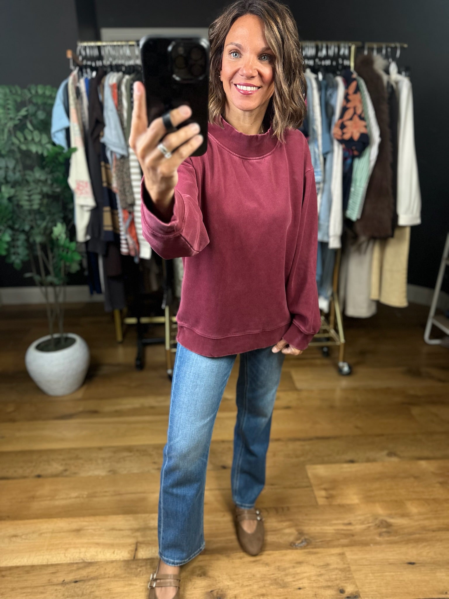 Working Closely Mock-Neck Crew-Sweaters-Thread & Supply-Anna Kaytes Boutique, Women's Fashion Boutique in Grinnell, Iowa