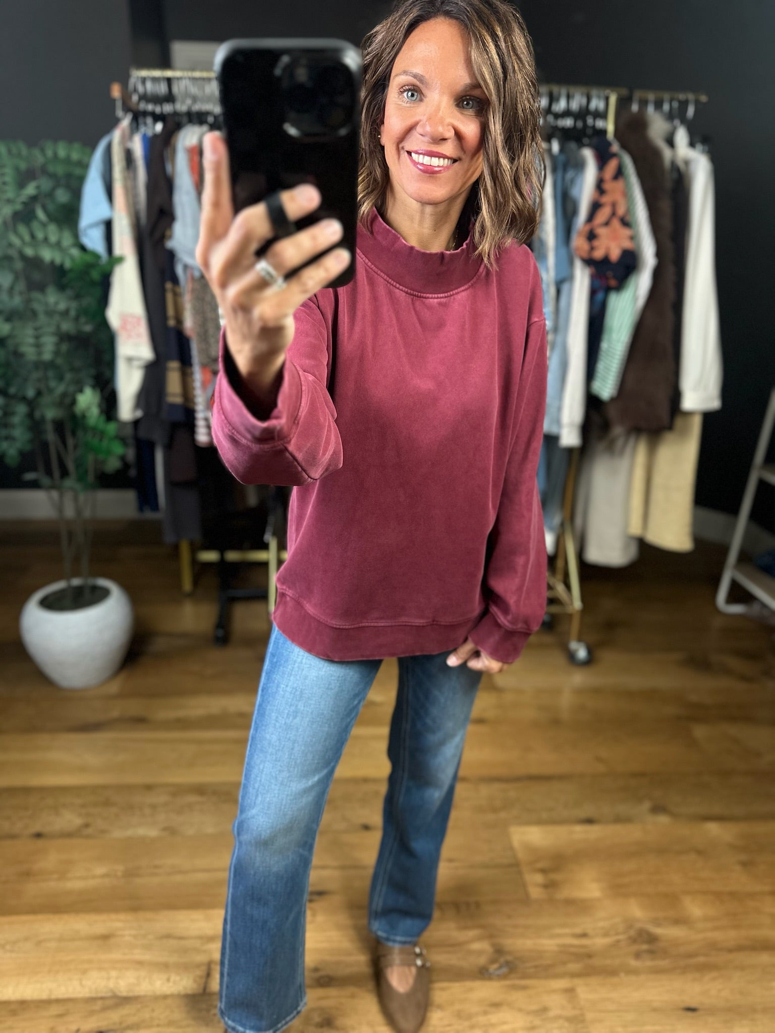Working Closely Mock-Neck Crew-Sweaters-Thread & Supply-Anna Kaytes Boutique, Women's Fashion Boutique in Grinnell, Iowa