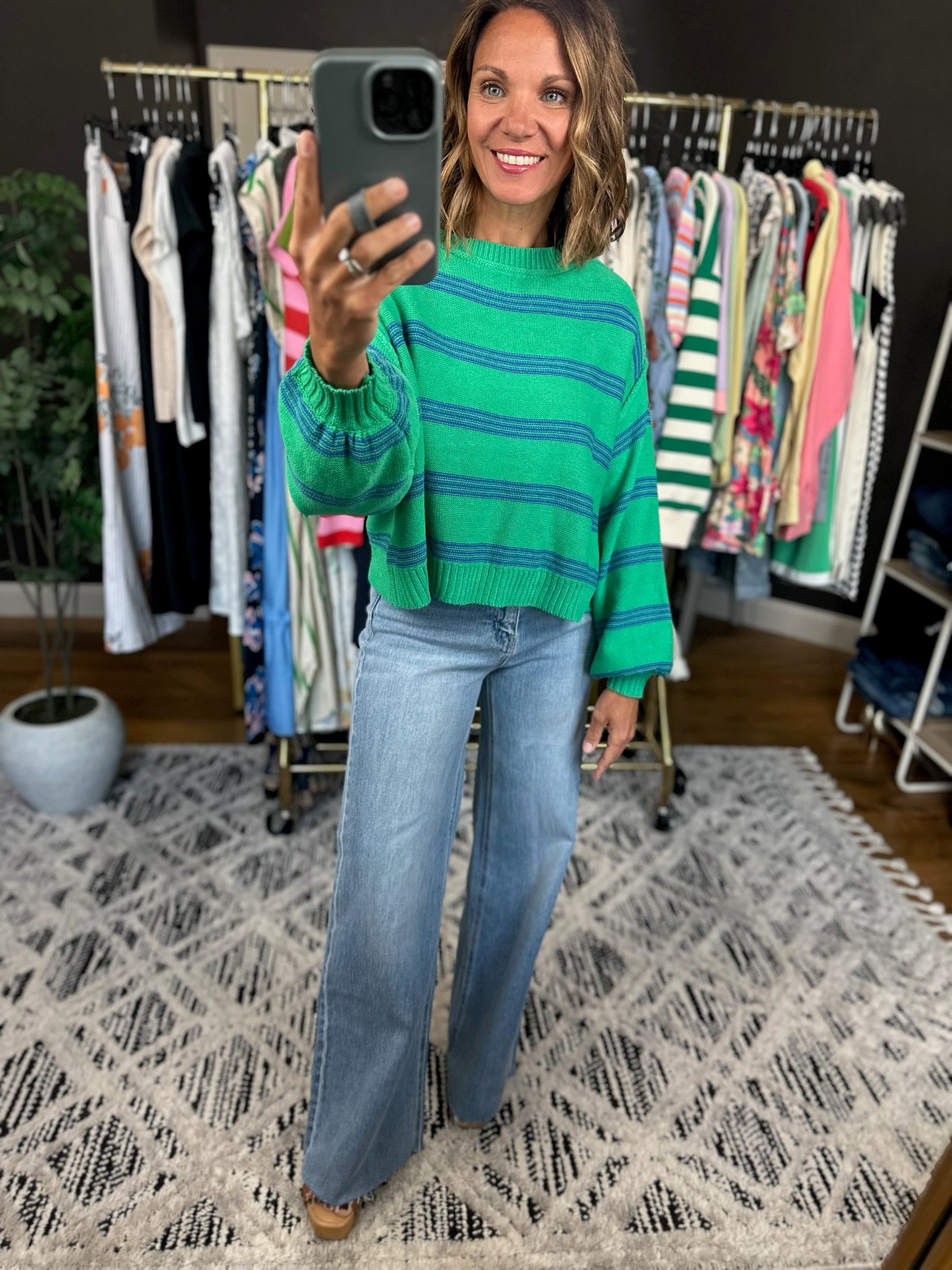 Right For You Striped Knit Top-Sweaters-Entro-Anna Kaytes Boutique, Women's Fashion Boutique in Grinnell, Iowa