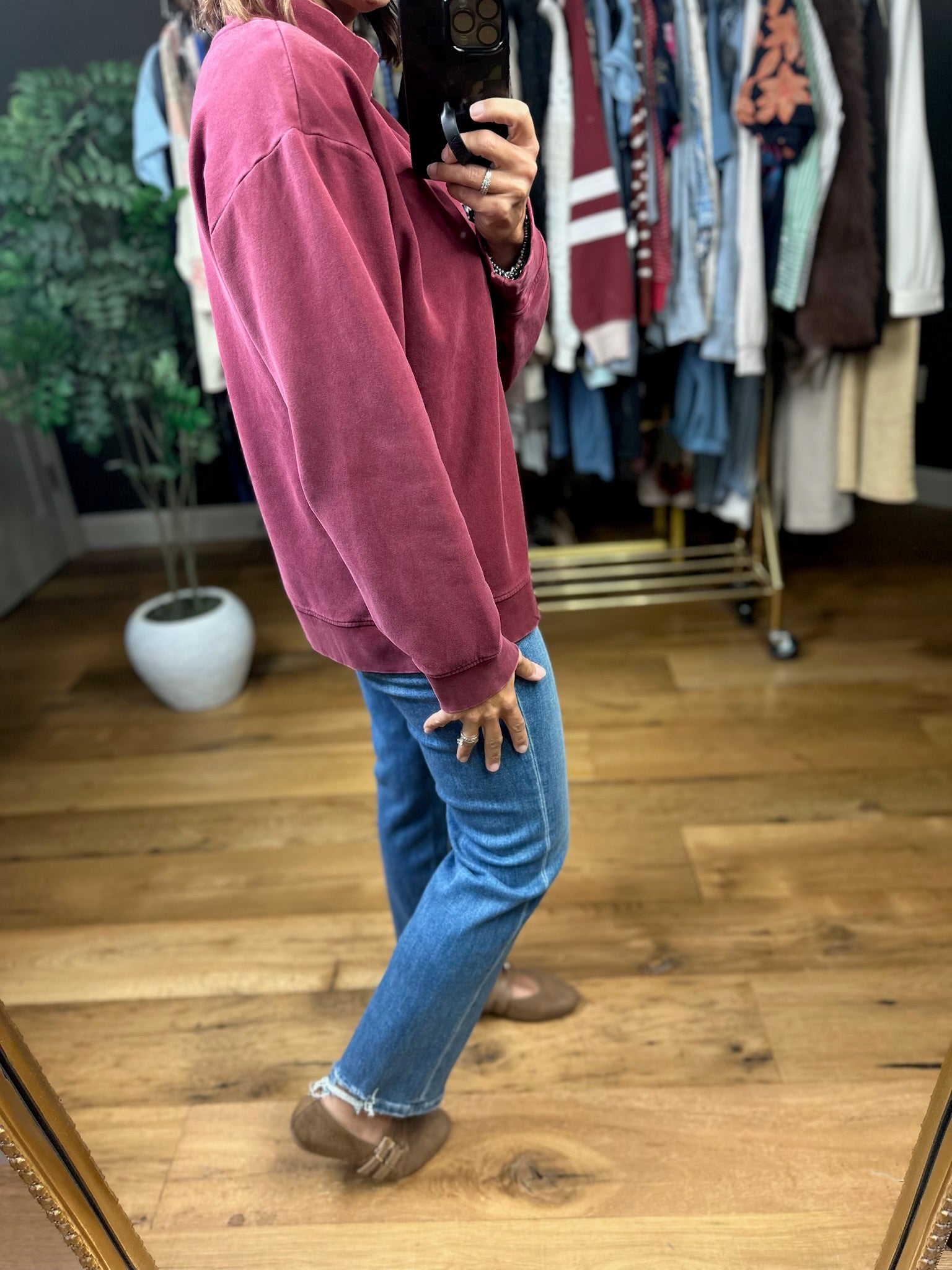 Working Closely Mock-Neck Crew-Sweaters-Thread & Supply-Anna Kaytes Boutique, Women's Fashion Boutique in Grinnell, Iowa