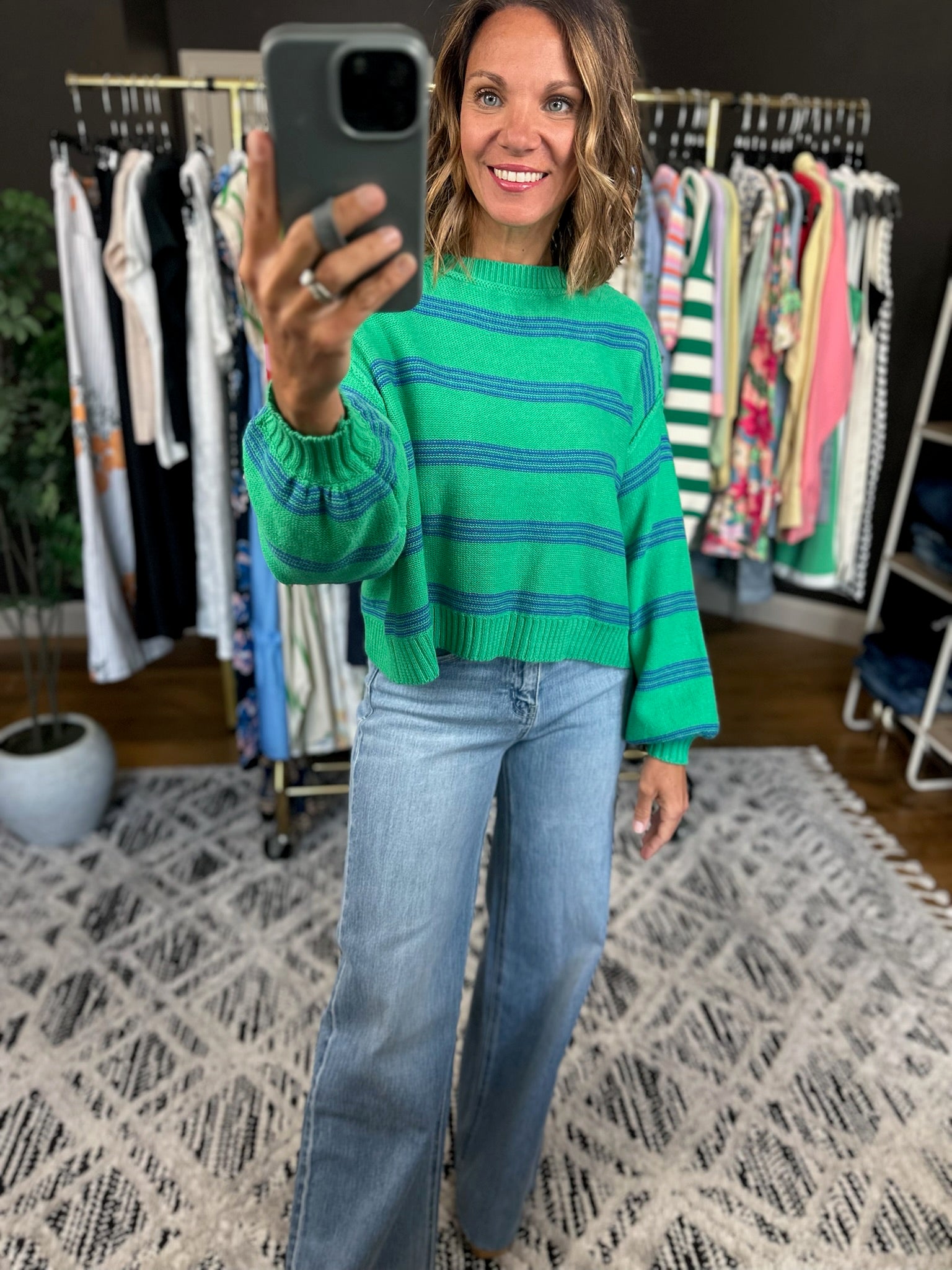 Right For You Striped Knit Top-Sweaters-Entro-Anna Kaytes Boutique, Women's Fashion Boutique in Grinnell, Iowa