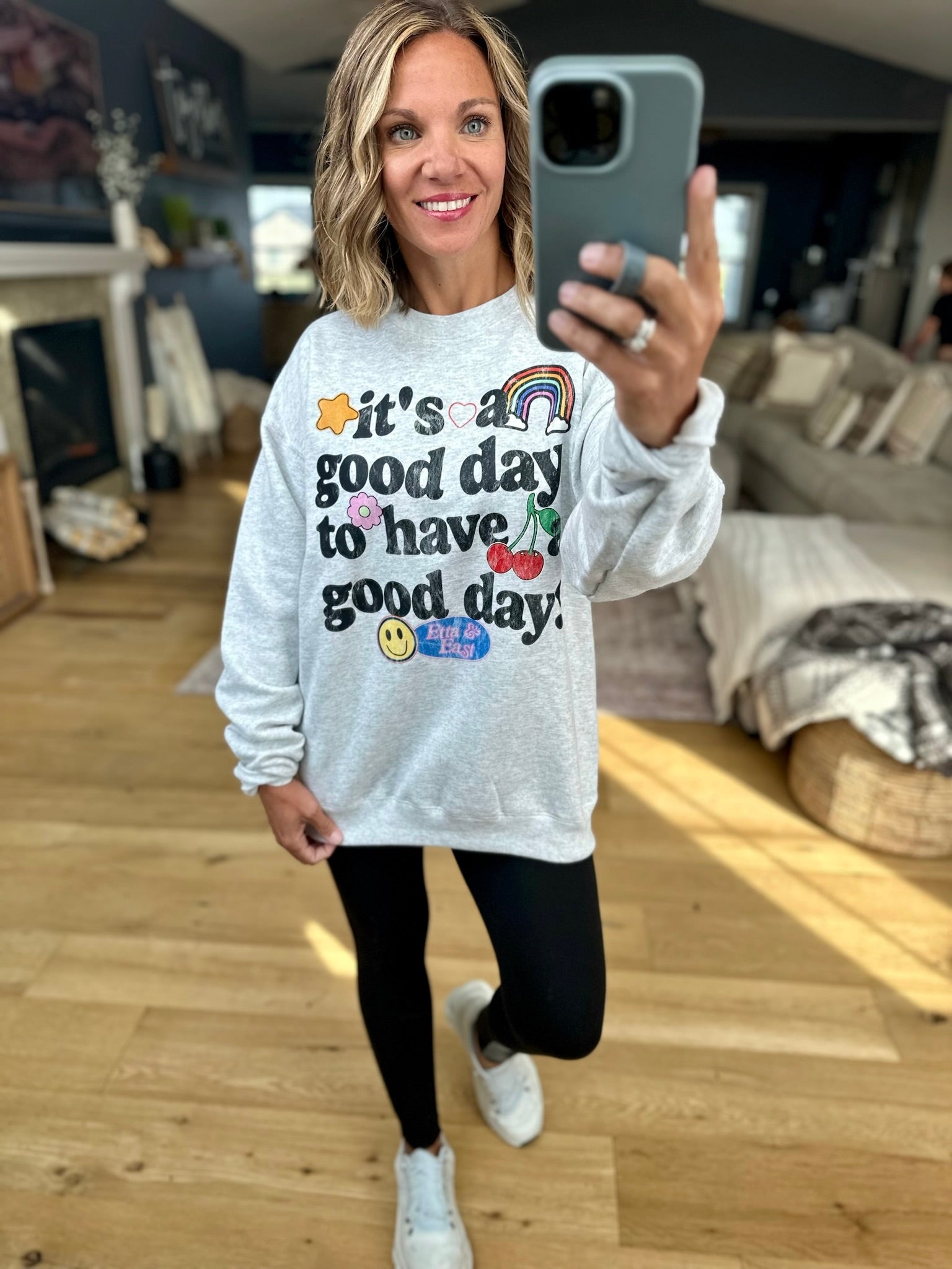 Good Day Crewneck Sweatshirt-Etta & East-Anna Kaytes Boutique, Women's Fashion Boutique in Grinnell, Iowa
