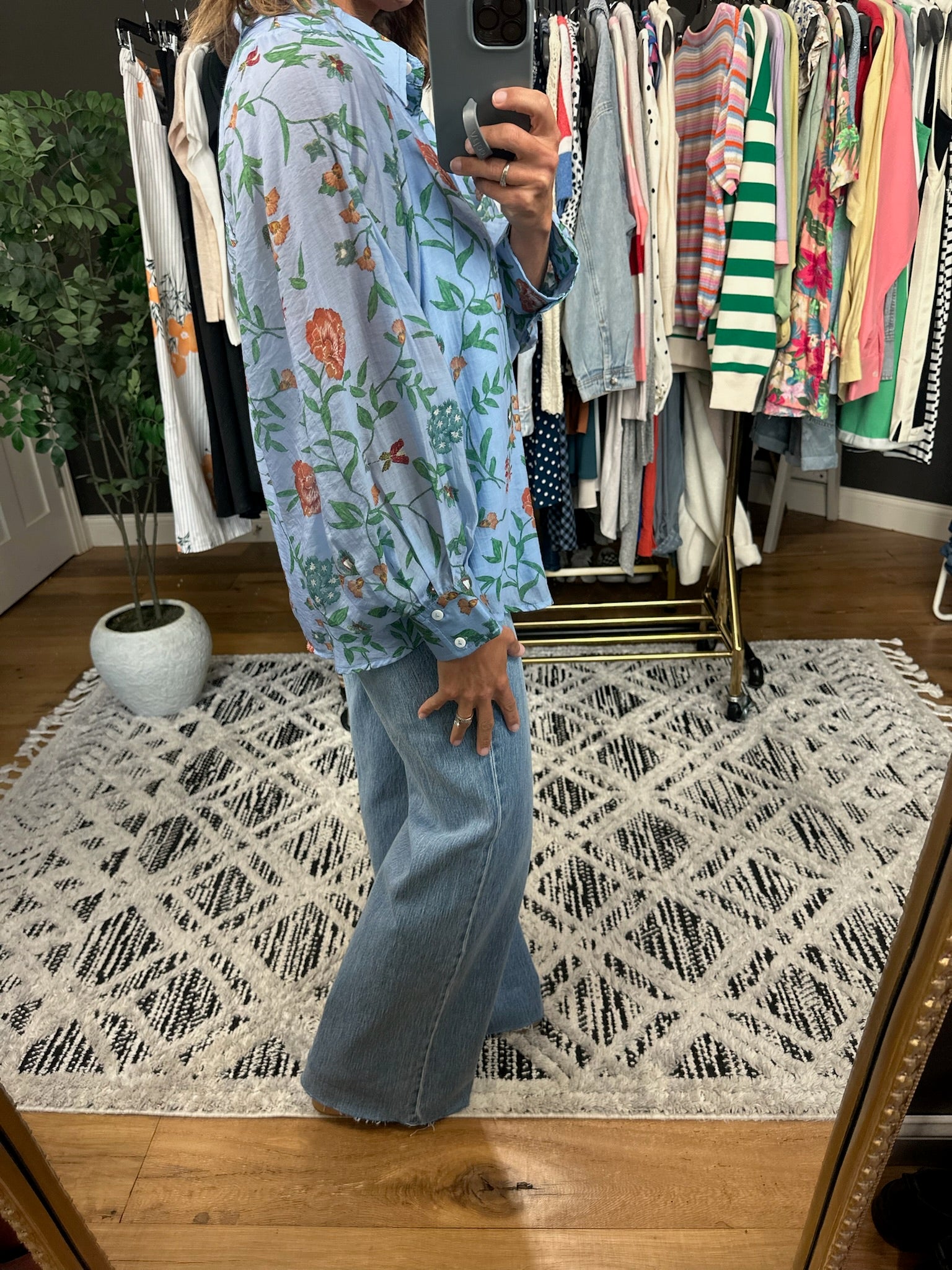 Finding Hope Floral Button-Down Top-Long Sleeves-Entro-Anna Kaytes Boutique, Women's Fashion Boutique in Grinnell, Iowa