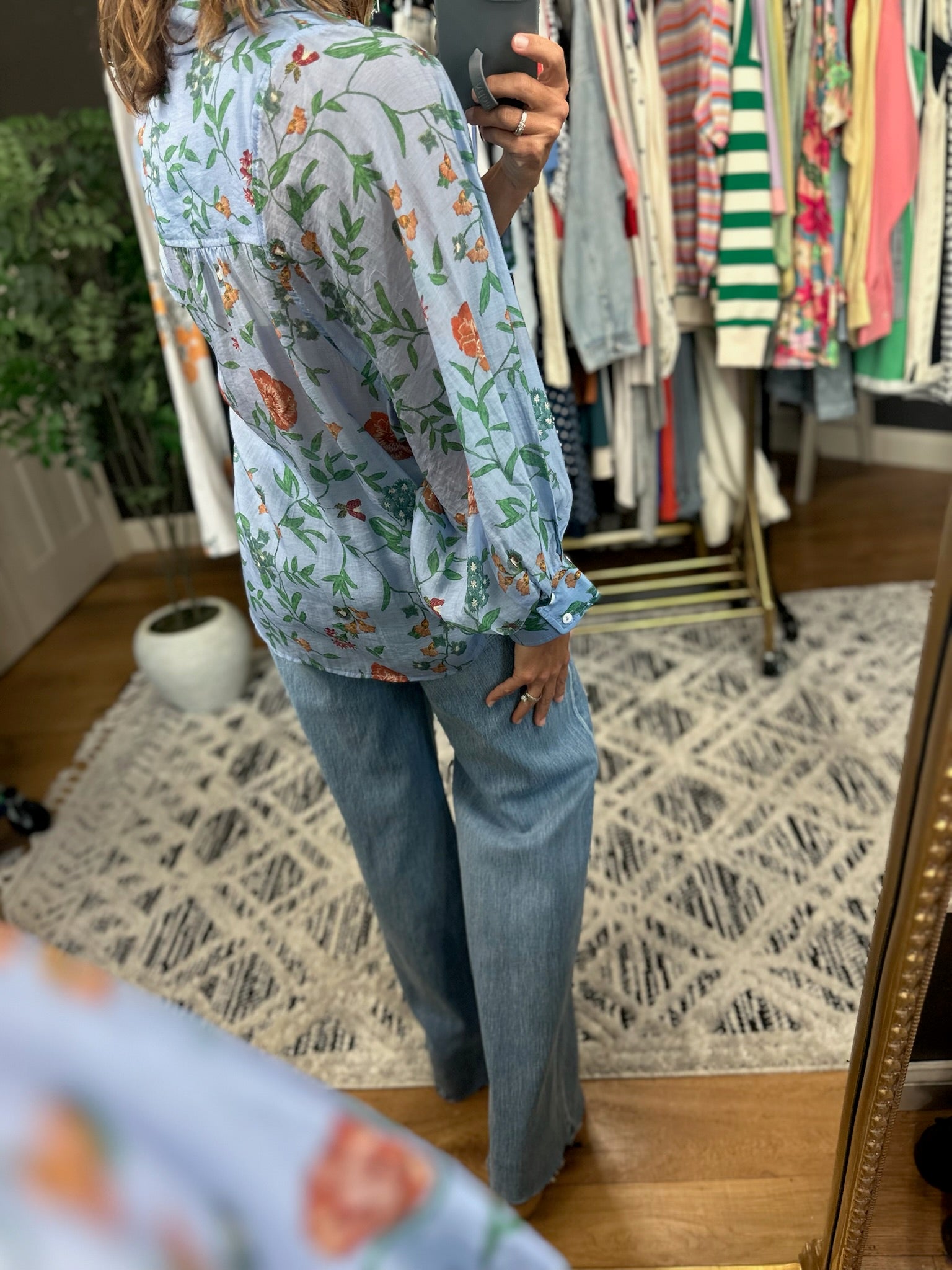 Finding Hope Floral Button-Down Top-Long Sleeves-Entro-Anna Kaytes Boutique, Women's Fashion Boutique in Grinnell, Iowa