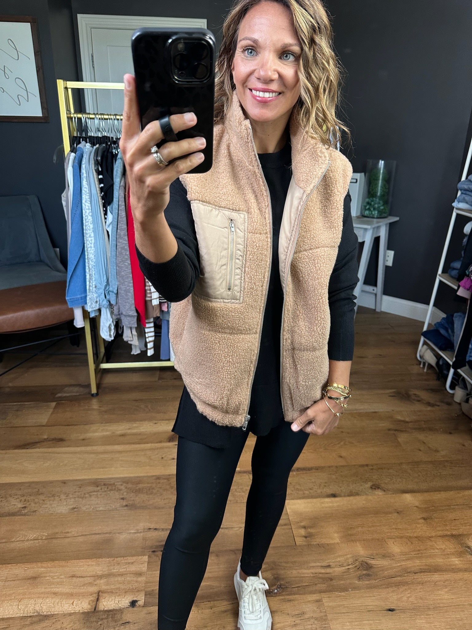 Cozy Time Sherpa Vest - Beige-Anna Kaytes Boutique-Anna Kaytes Boutique, Women's Fashion Boutique in Grinnell, Iowa