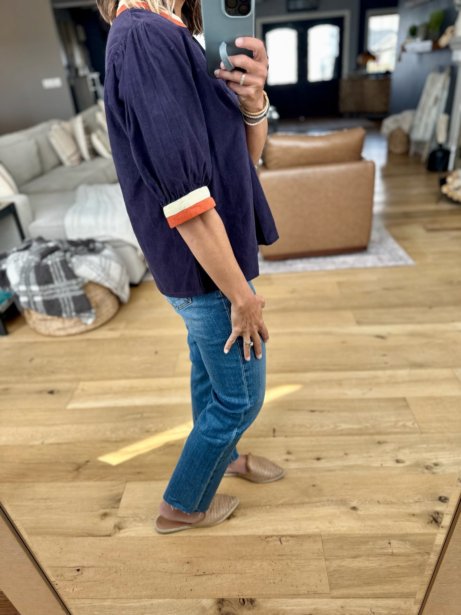 The Final Stage V-Neck Trimmed Top-THML-Anna Kaytes Boutique, Women's Fashion Boutique in Grinnell, Iowa