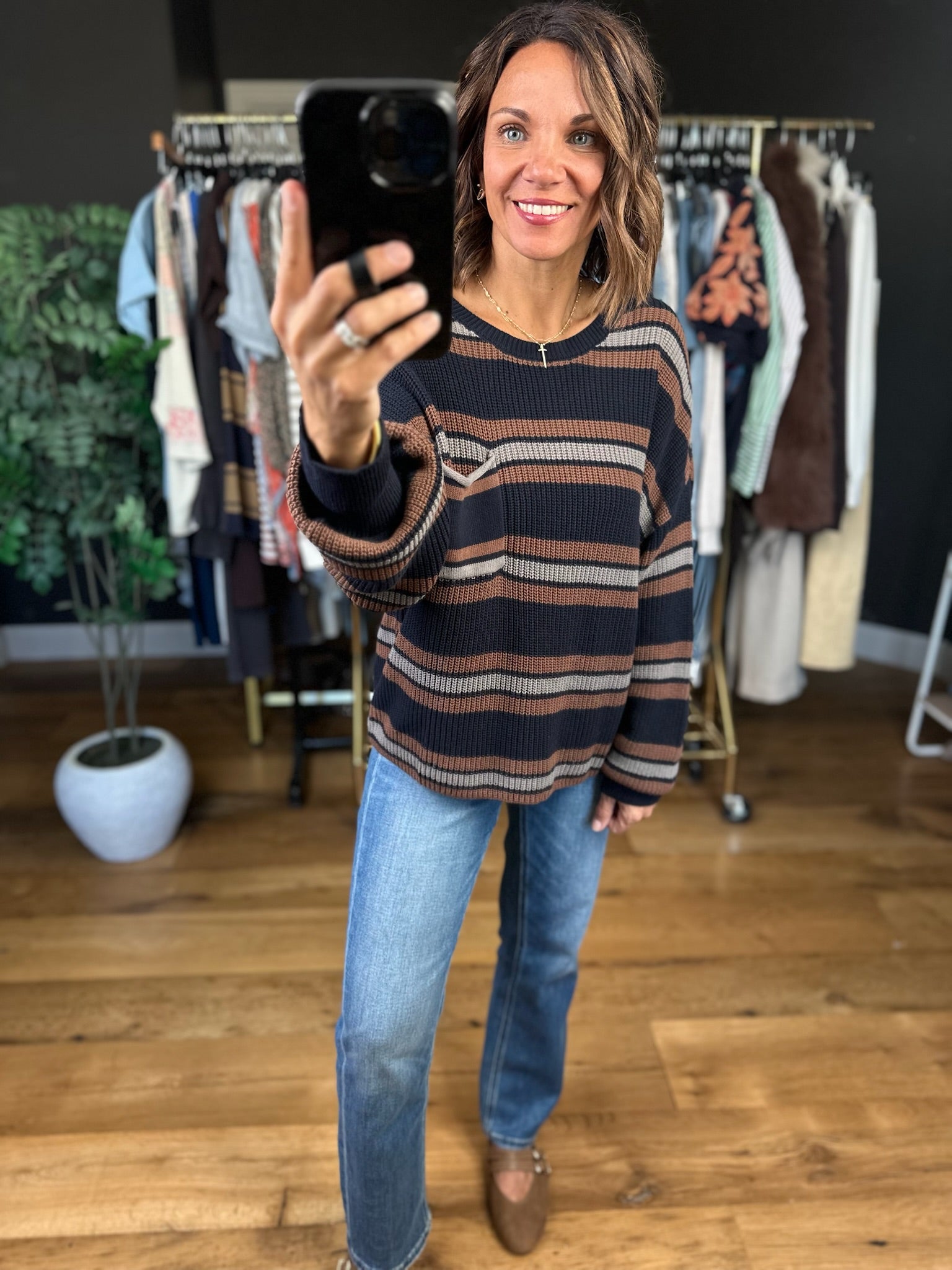 Grateful Feeling Striped Knit Top-Sweaters-Blu Pepper-Anna Kaytes Boutique, Women's Fashion Boutique in Grinnell, Iowa