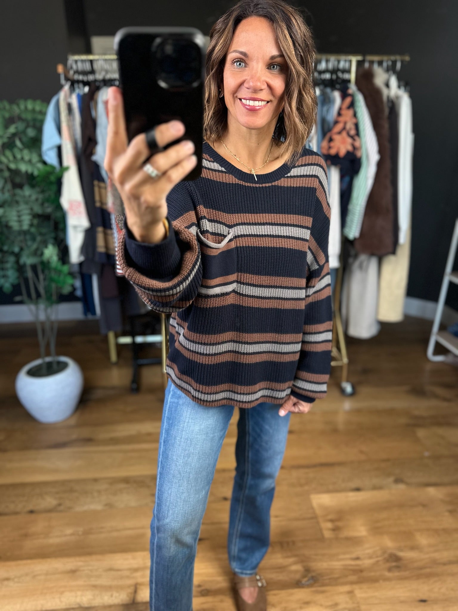 Grateful Feeling Striped Knit Top-Sweaters-Blu Pepper-Anna Kaytes Boutique, Women's Fashion Boutique in Grinnell, Iowa