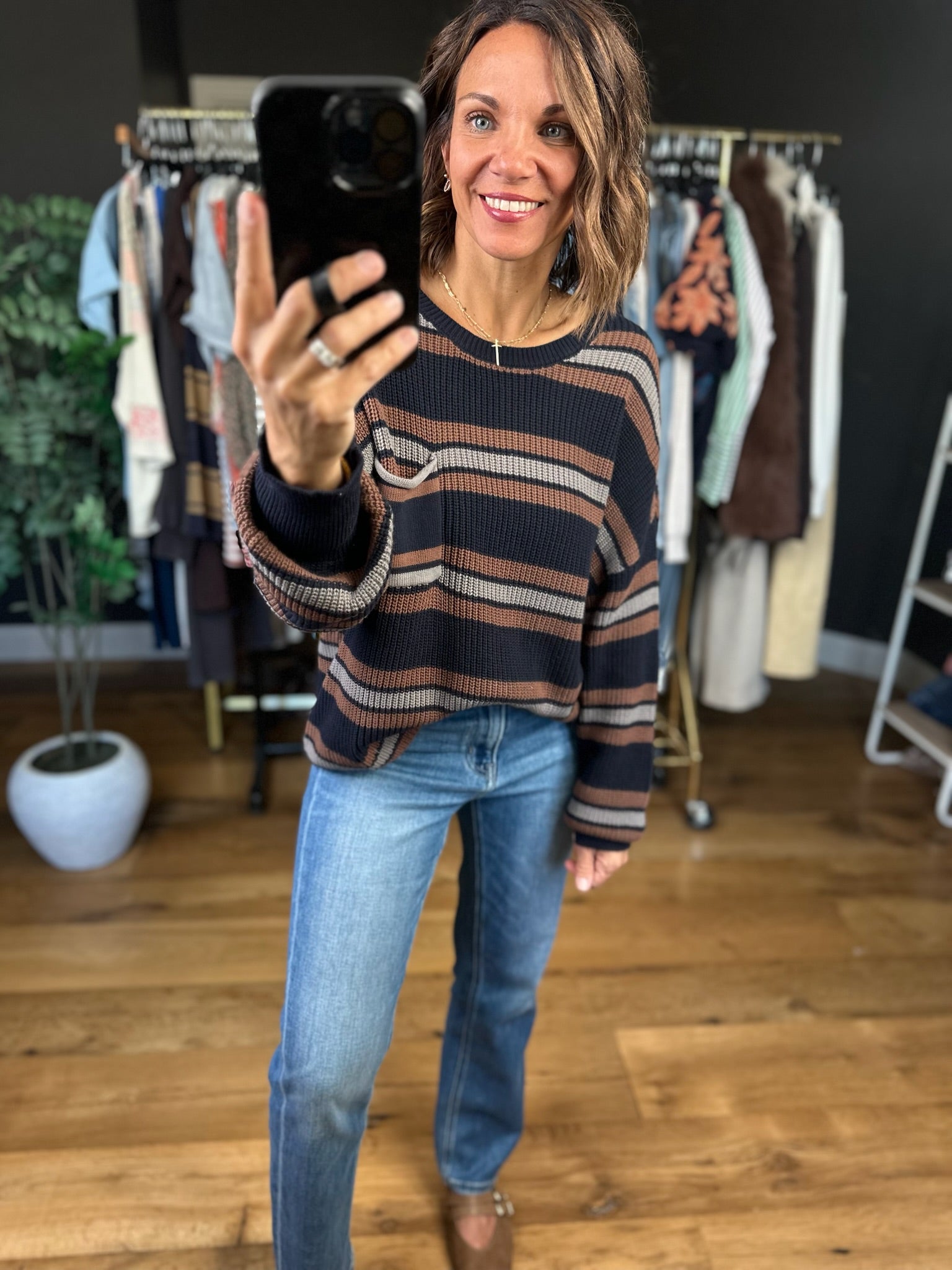 Grateful Feeling Striped Knit Top-Sweaters-Blu Pepper-Anna Kaytes Boutique, Women's Fashion Boutique in Grinnell, Iowa