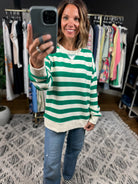 In My Head Striped Crew-Sweaters-Hem & Thread-Anna Kaytes Boutique, Women's Fashion Boutique in Grinnell, Iowa