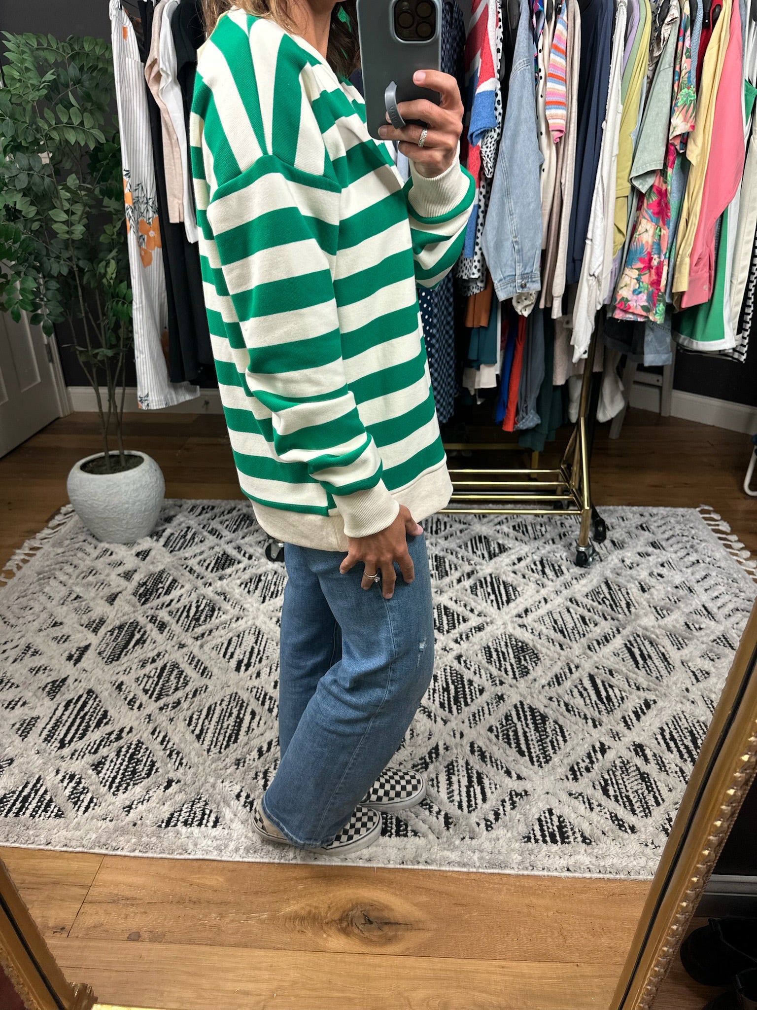 In My Head Striped Crew-Sweaters-Hem & Thread-Anna Kaytes Boutique, Women's Fashion Boutique in Grinnell, Iowa