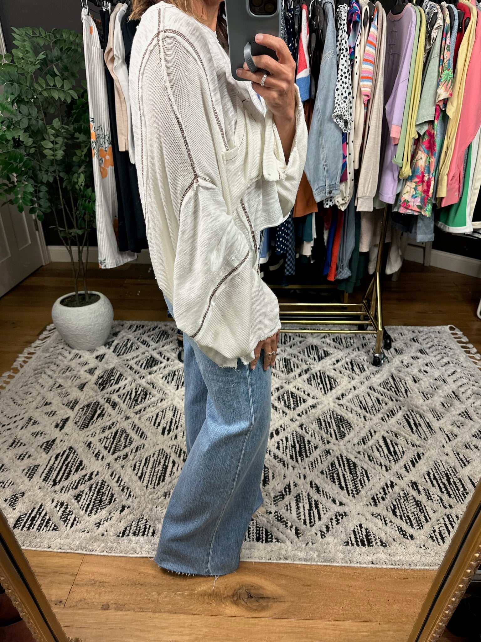 On Cloud Nine Raw Hem Top-Sweaters-POL-Anna Kaytes Boutique, Women's Fashion Boutique in Grinnell, Iowa