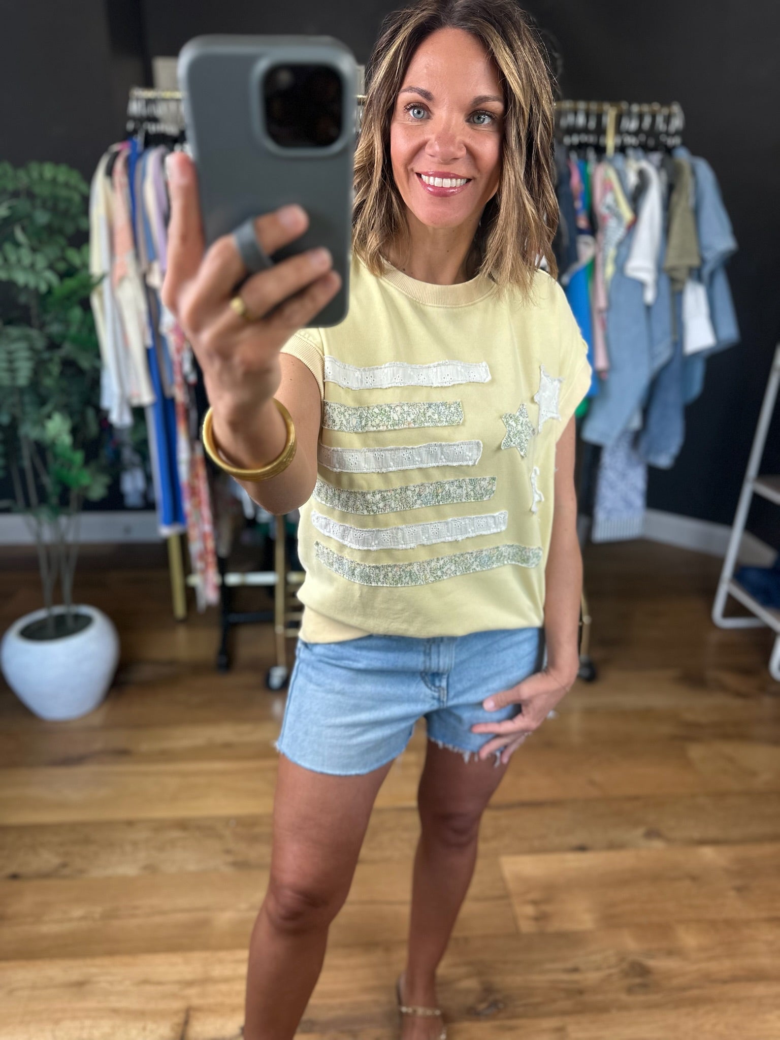 Kind Of Dream Quilted Top-Short Sleeves-Mitto Shop-Anna Kaytes Boutique, Women's Fashion Boutique in Grinnell, Iowa