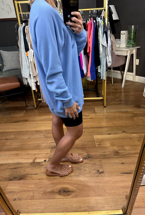 Lake Days Crew Sweatshirt - Blue-Thread & Supply-Anna Kaytes Boutique, Women's Fashion Boutique in Grinnell, Iowa