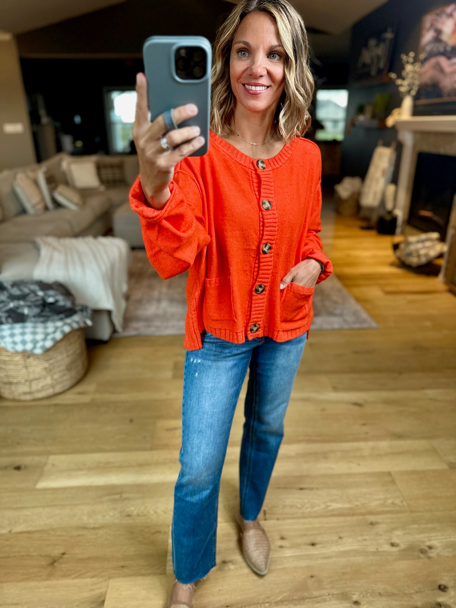 ****Pumpkin Spice Button-Front Cardigan-By Together-Anna Kaytes Boutique, Women's Fashion Boutique in Grinnell, Iowa