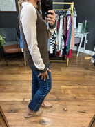 Cloud of Dust Two-Toned Crew Top - Brown-Staccato-Anna Kaytes Boutique, Women's Fashion Boutique in Grinnell, Iowa