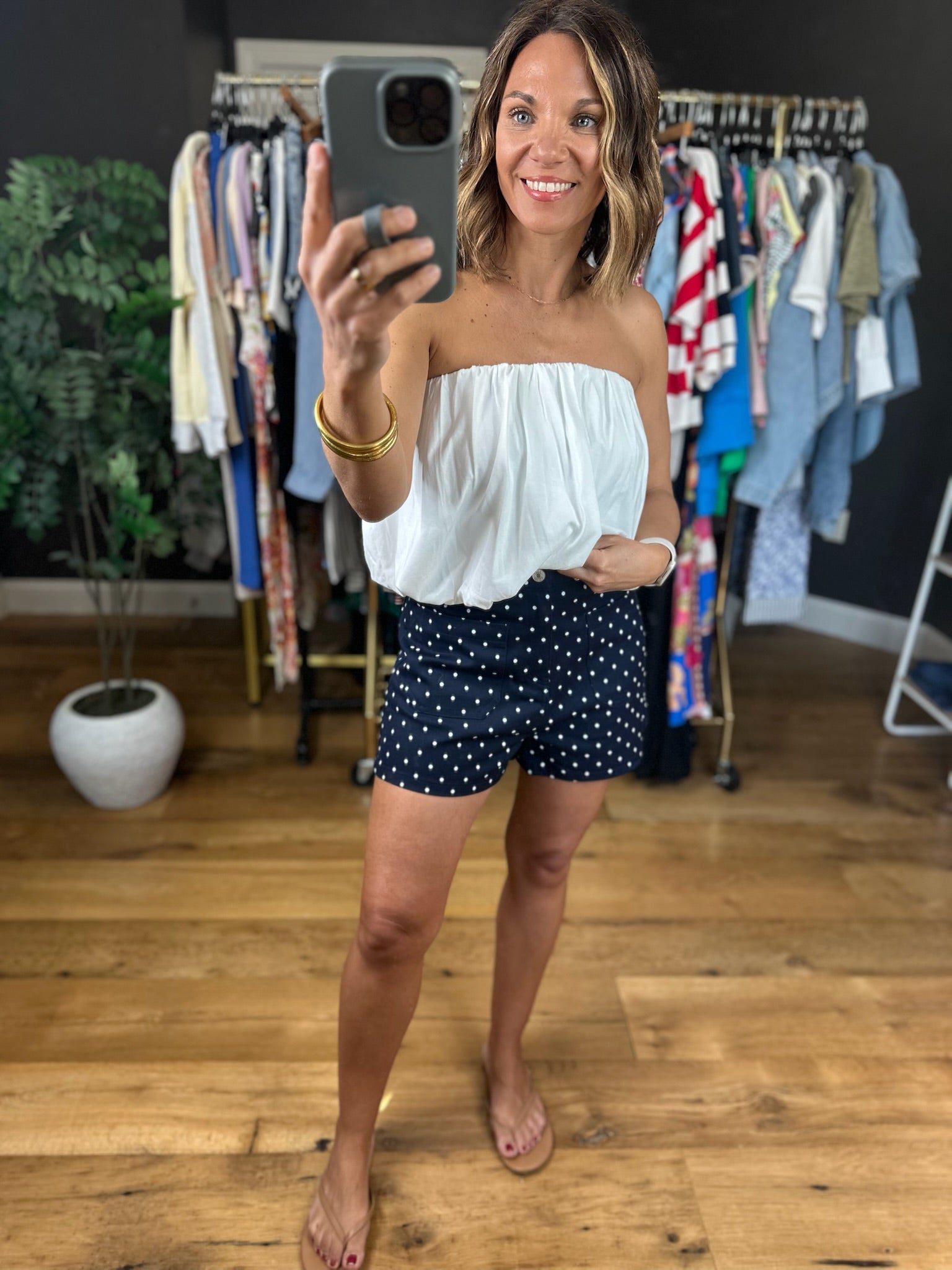 Lady Liberty Polka-Dot Shorts-Shorts-Entro-Anna Kaytes Boutique, Women's Fashion Boutique in Grinnell, Iowa