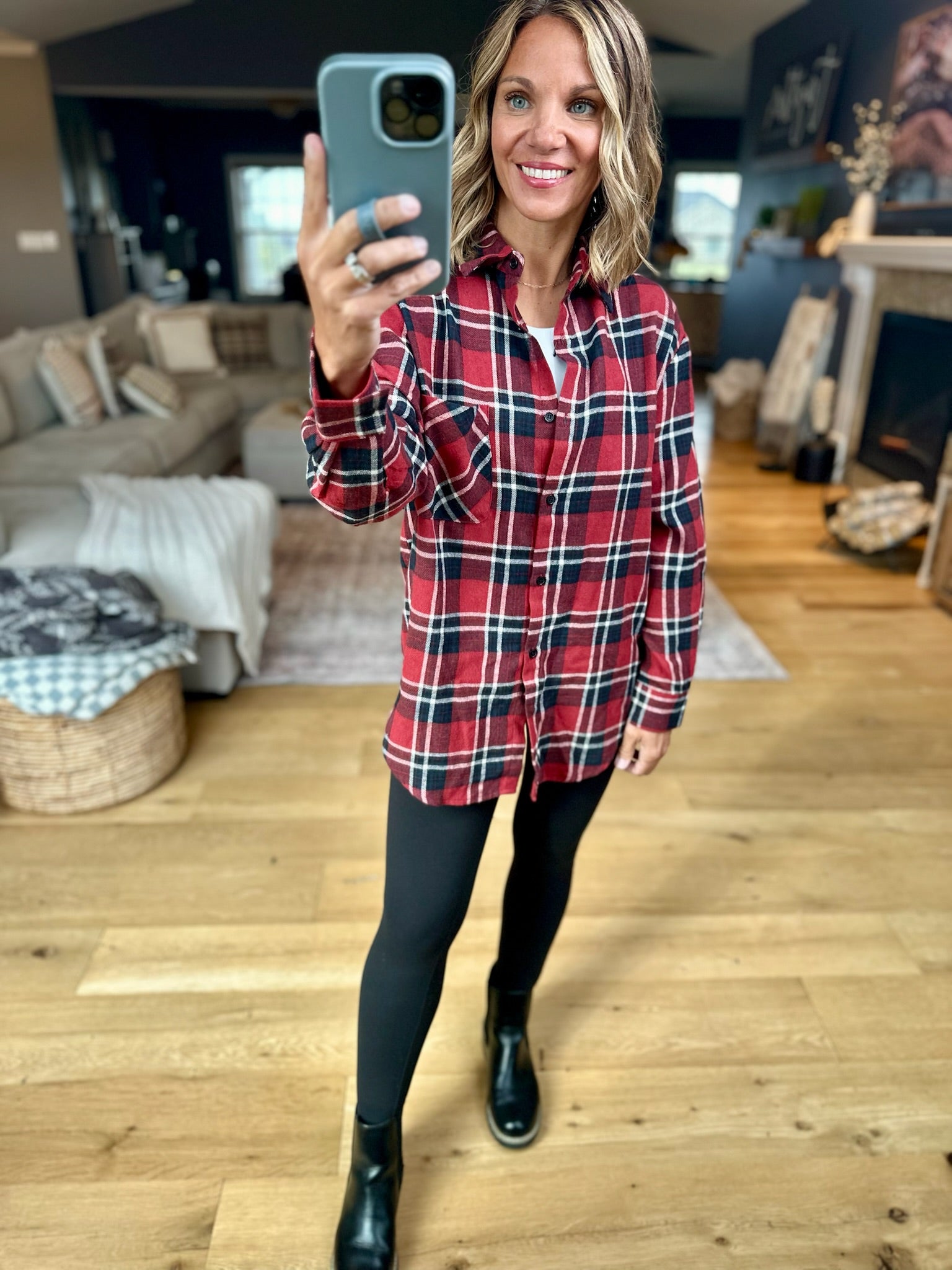 ISU Plaid Flannel Button-Down-Gameday Social-Anna Kaytes Boutique, Women's Fashion Boutique in Grinnell, Iowa