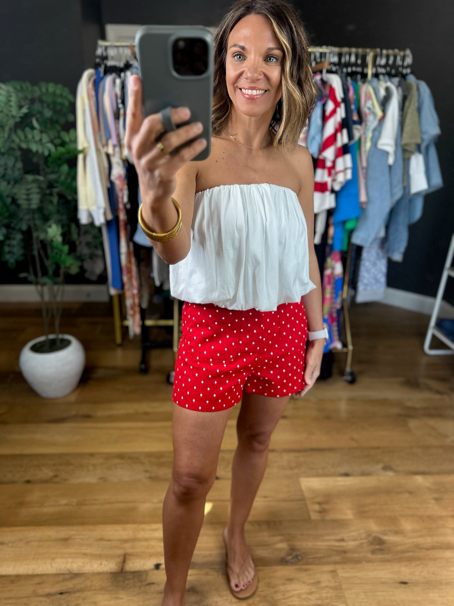 Lady Liberty Polka-Dot Shorts-Shorts-Entro-Anna Kaytes Boutique, Women's Fashion Boutique in Grinnell, Iowa