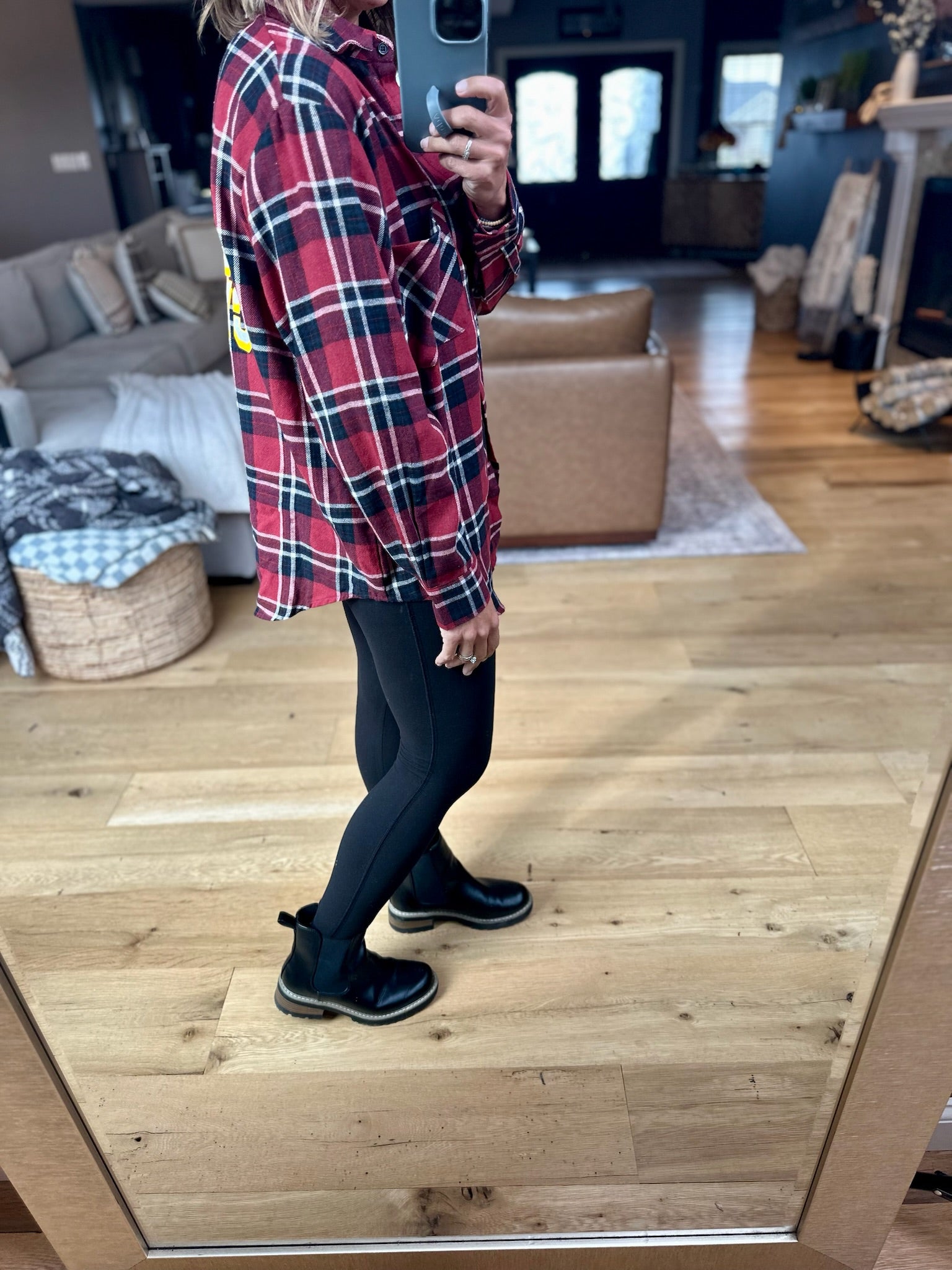 ISU Plaid Flannel Button-Down-Gameday Social-Anna Kaytes Boutique, Women's Fashion Boutique in Grinnell, Iowa