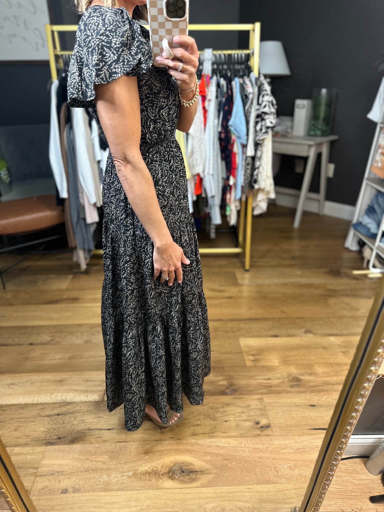 Only Imagining Patterned Dress - Black/Taupe-Wishlist-Anna Kaytes Boutique, Women's Fashion Boutique in Grinnell, Iowa
