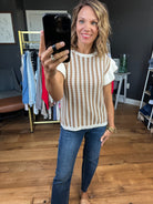 Space to Breathe Woven Knit Top - Taupe/Off-White-Wishlist-Anna Kaytes Boutique, Women's Fashion Boutique in Grinnell, Iowa