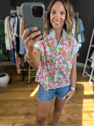 Under Sun Odds Floral Button Top-Short Sleeves-Entro-Anna Kaytes Boutique, Women's Fashion Boutique in Grinnell, Iowa