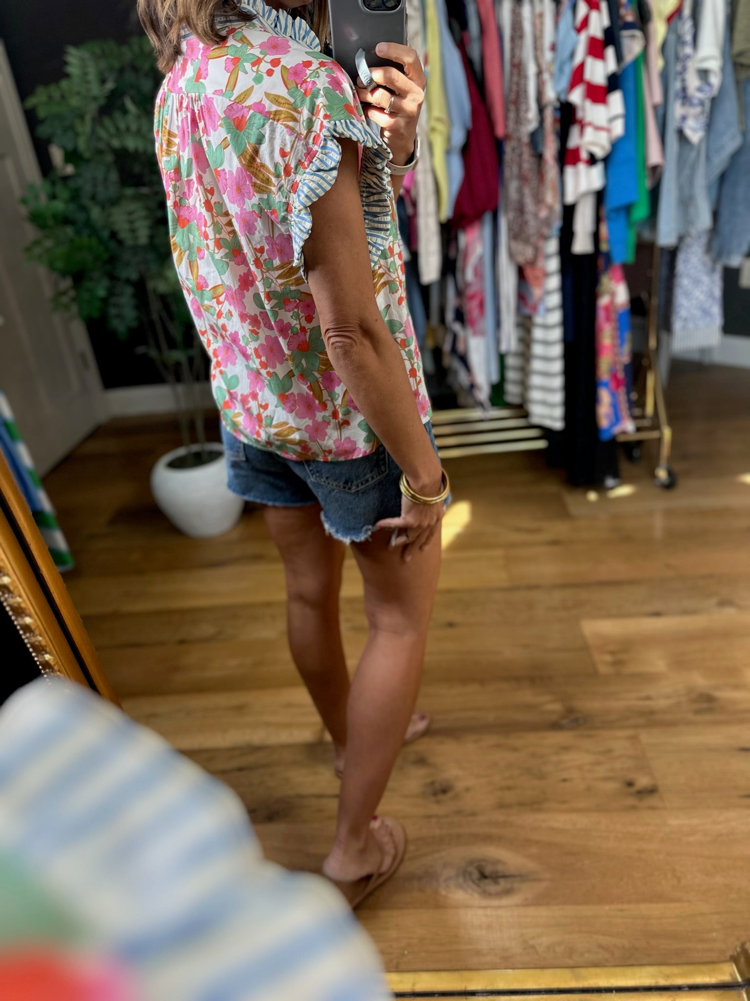 Under Sun Odds Floral Button Top-Short Sleeves-Entro-Anna Kaytes Boutique, Women's Fashion Boutique in Grinnell, Iowa