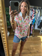 Under Sun Odds Floral Button Top-Short Sleeves-Entro-Anna Kaytes Boutique, Women's Fashion Boutique in Grinnell, Iowa
