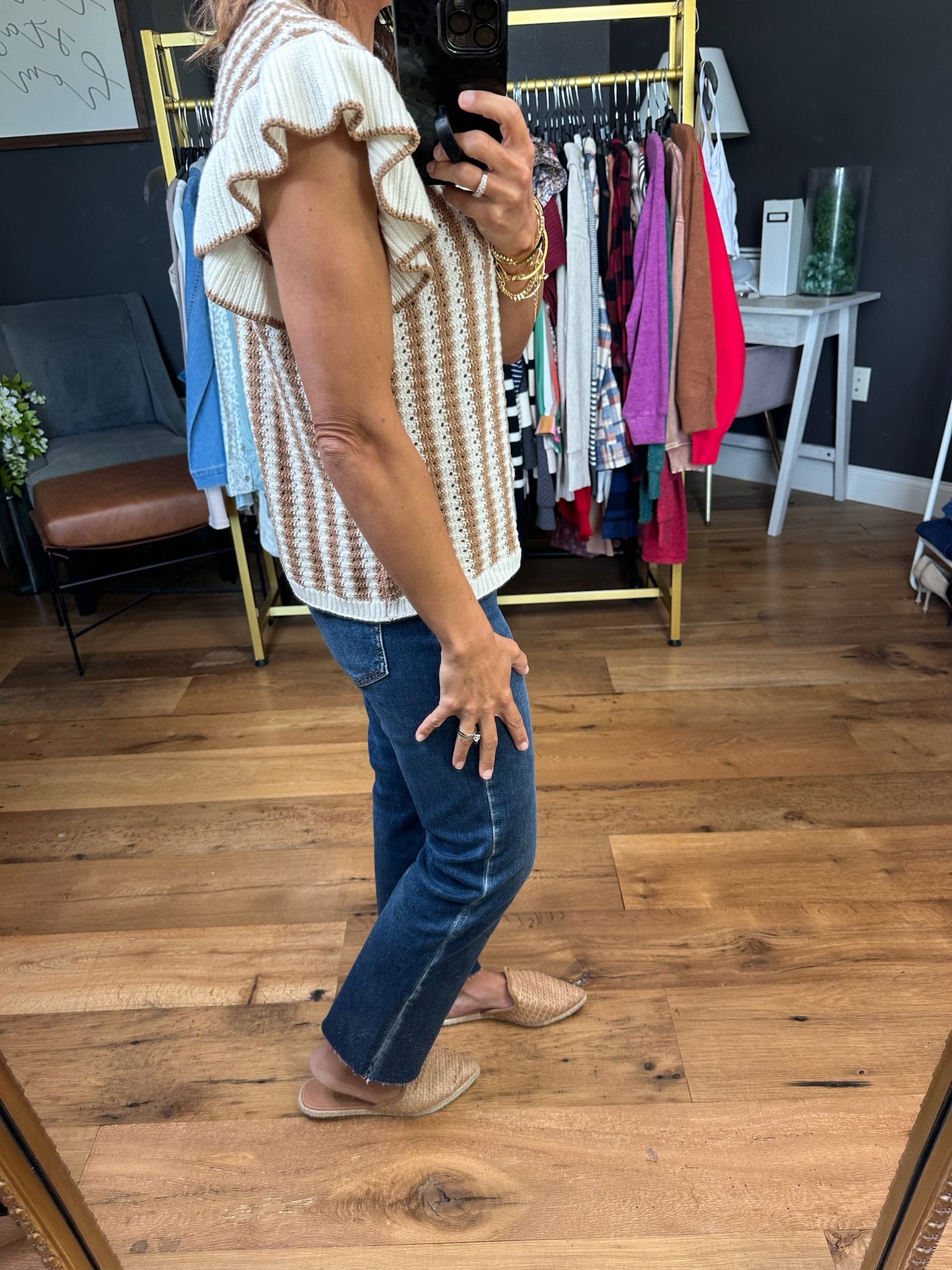 Space to Breathe Woven Knit Top - Taupe/Off-White-Wishlist-Anna Kaytes Boutique, Women's Fashion Boutique in Grinnell, Iowa