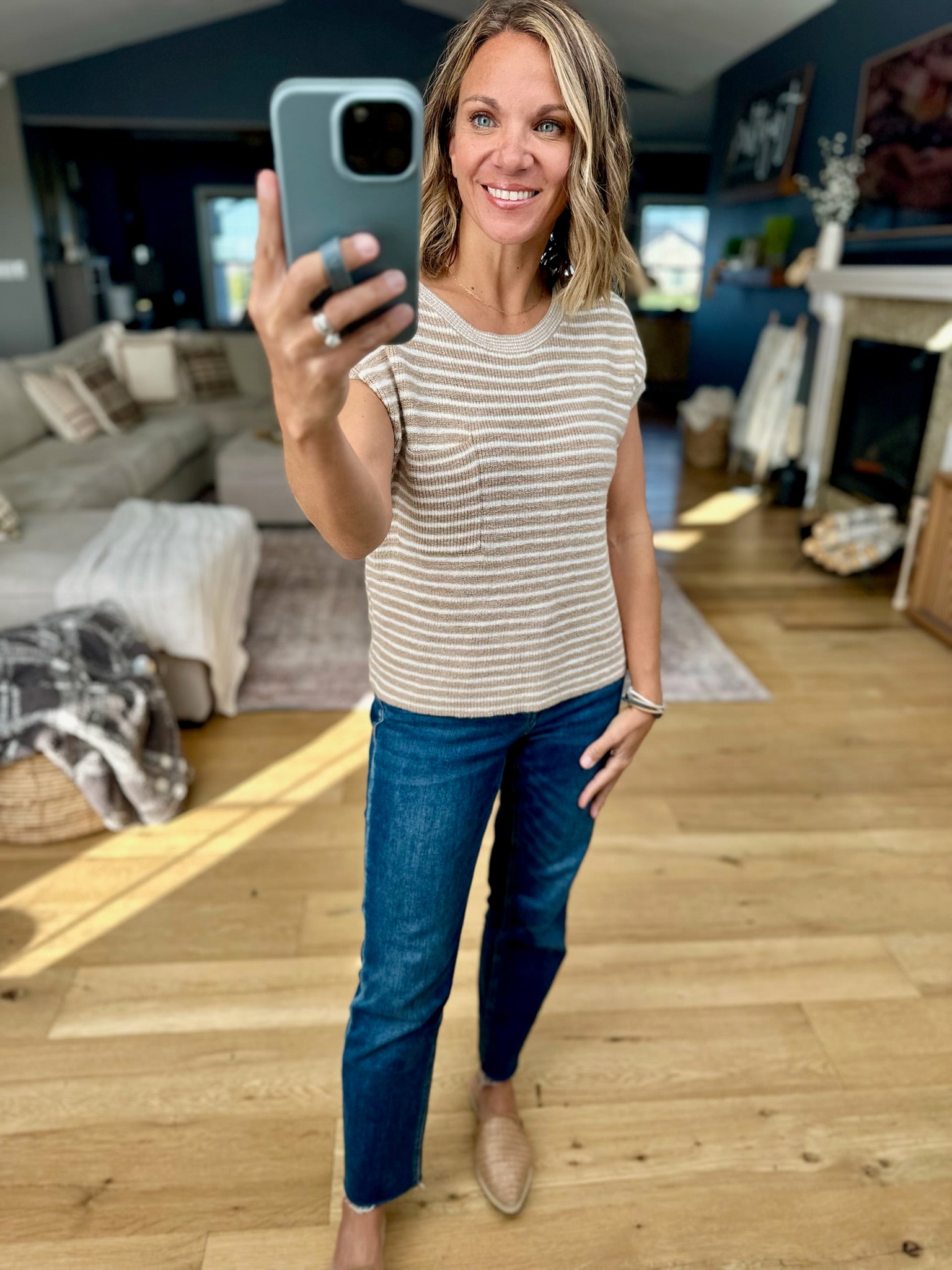 Almost Famous Striped Top-Sweaters-Blu Pepper-Anna Kaytes Boutique, Women's Fashion Boutique in Grinnell, Iowa