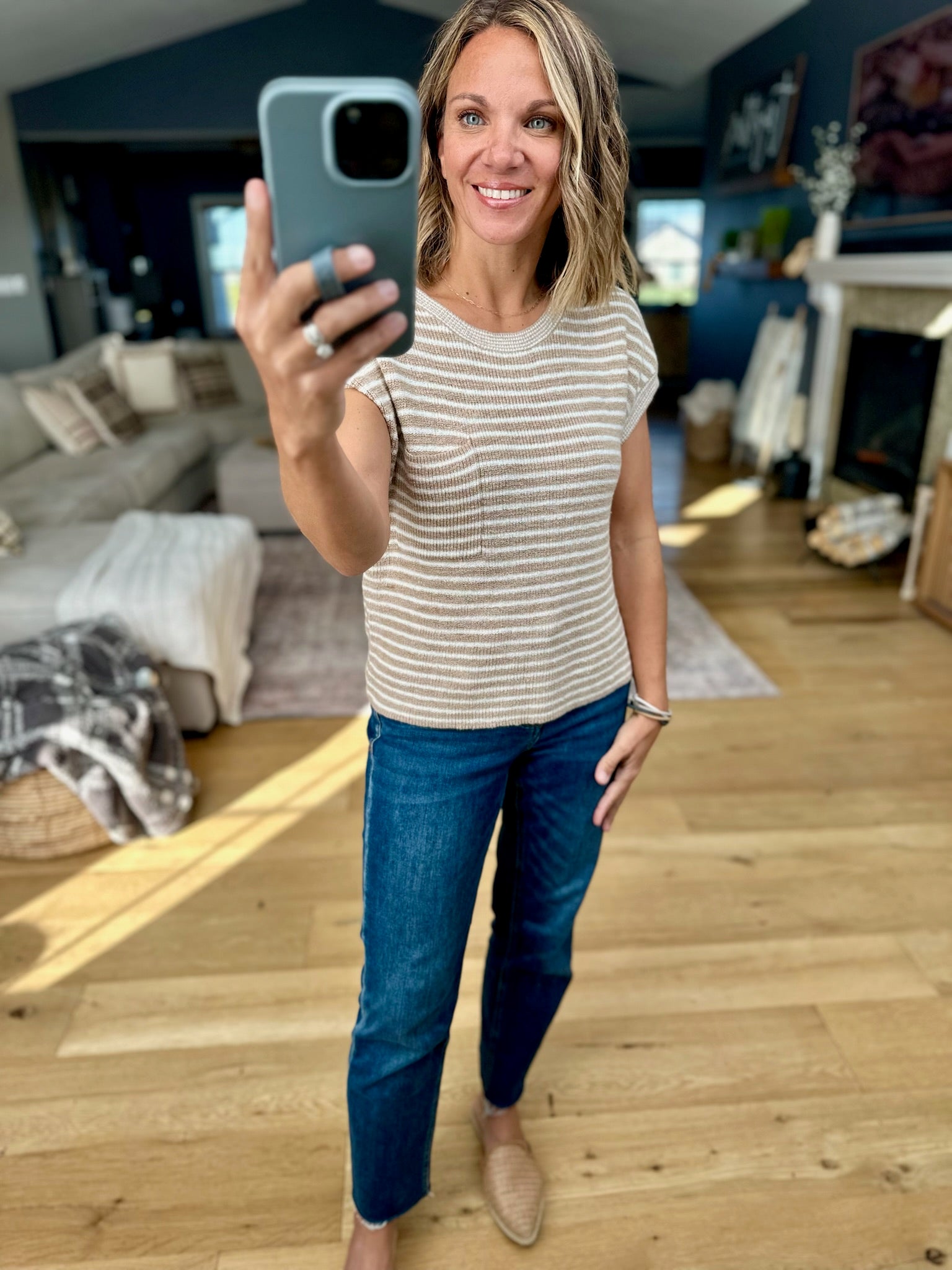 Almost Famous Striped Top-Sweaters-Blu Pepper-Anna Kaytes Boutique, Women's Fashion Boutique in Grinnell, Iowa