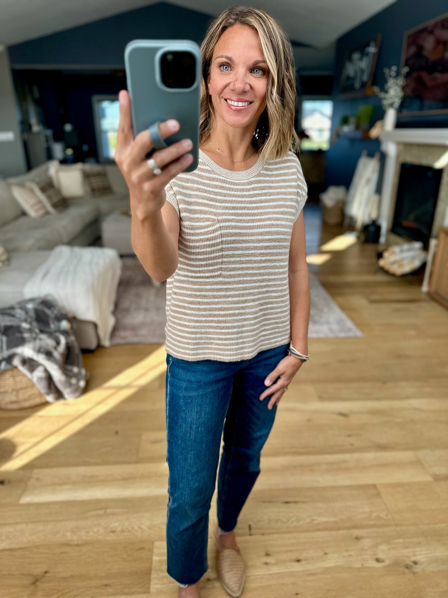 Almost Famous Striped Top-Sweaters-Blu Pepper-Anna Kaytes Boutique, Women's Fashion Boutique in Grinnell, Iowa