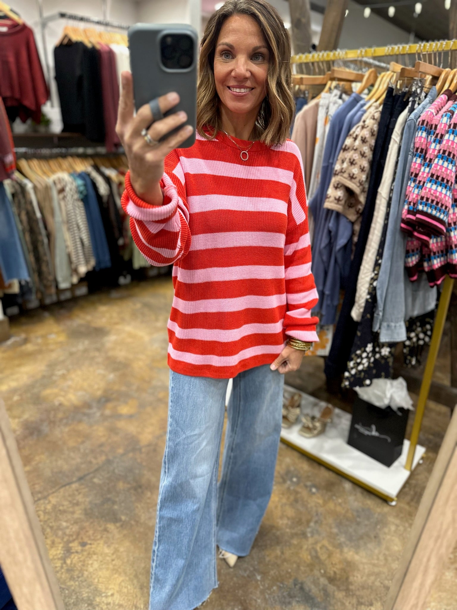 All Mine Moment Striped Knit-Sweaters-Hem & Thread-Anna Kaytes Boutique, Women's Fashion Boutique in Grinnell, Iowa