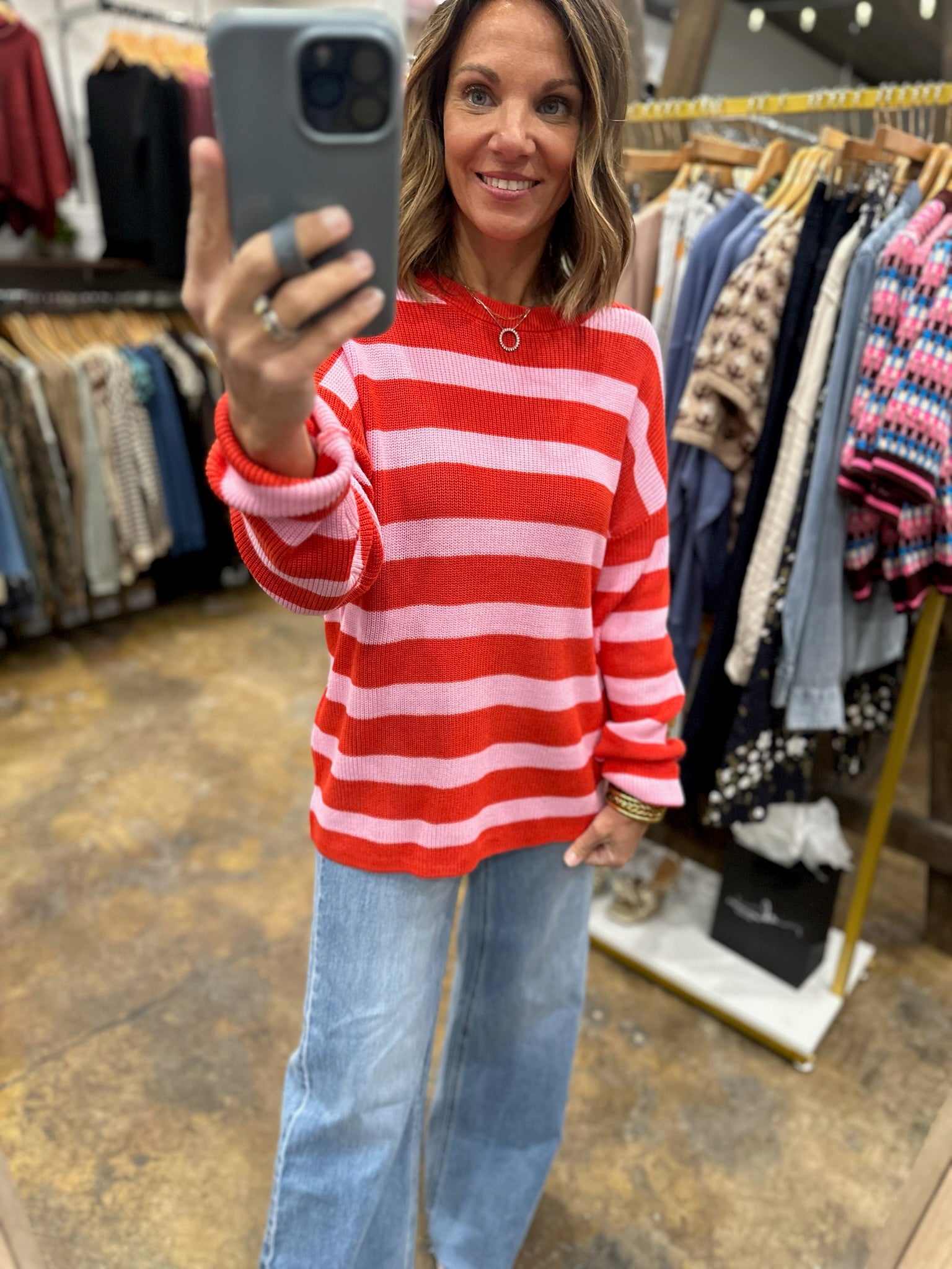 All Mine Moment Striped Knit-Sweaters-Hem & Thread-Anna Kaytes Boutique, Women's Fashion Boutique in Grinnell, Iowa