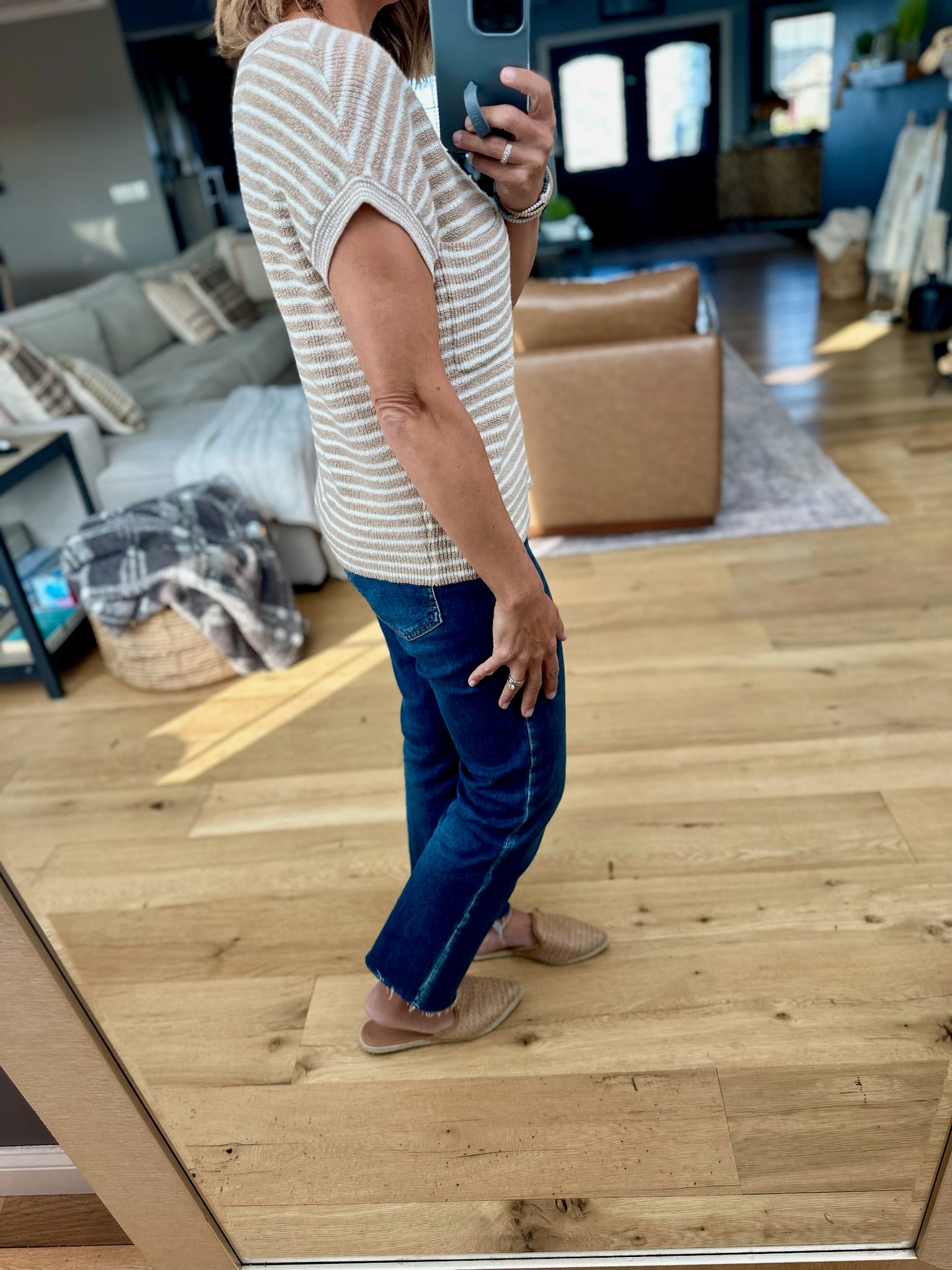 Almost Famous Striped Top-Sweaters-Blu Pepper-Anna Kaytes Boutique, Women's Fashion Boutique in Grinnell, Iowa