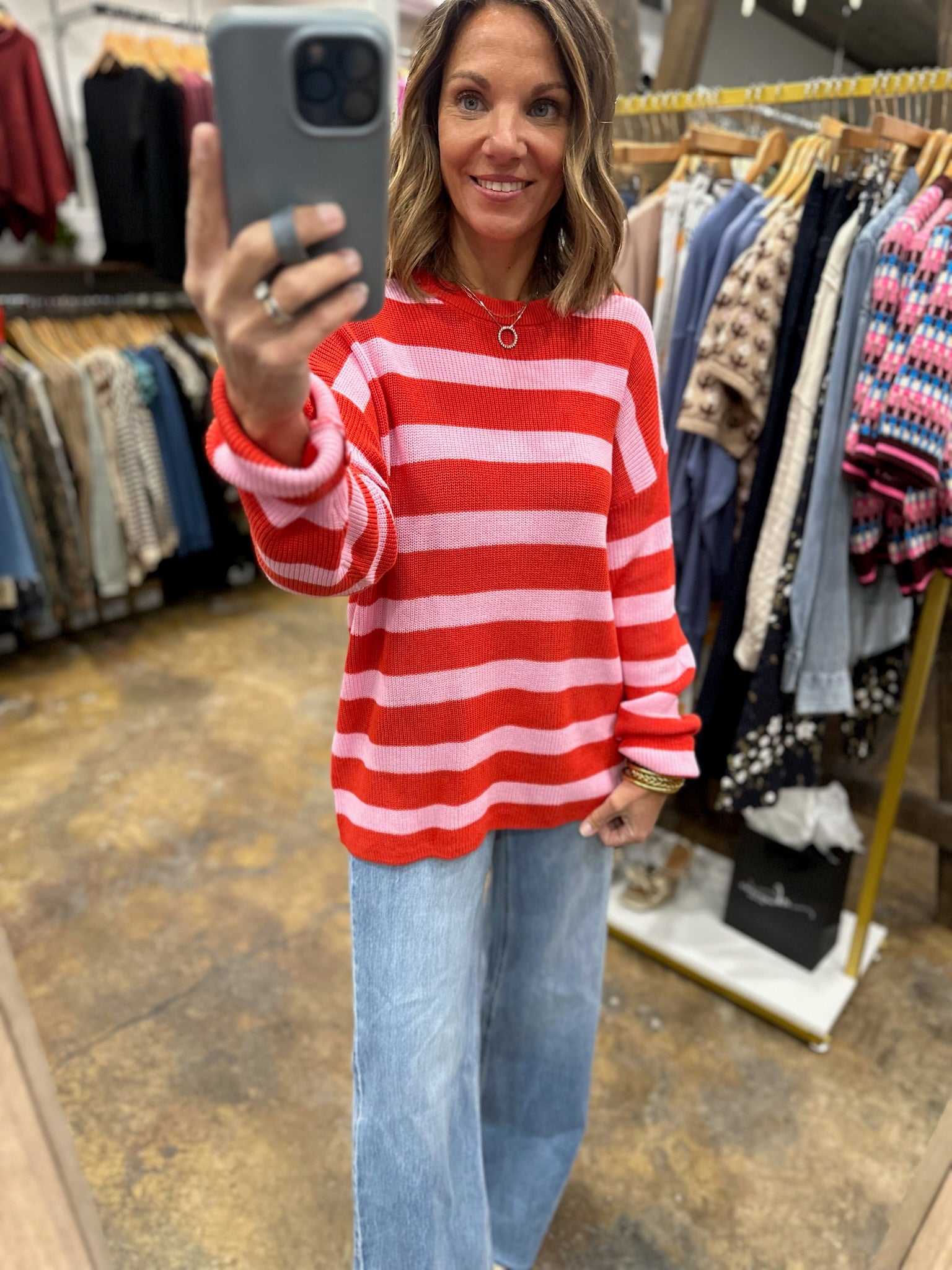 All Mine Moment Striped Knit-Sweaters-Hem & Thread-Anna Kaytes Boutique, Women's Fashion Boutique in Grinnell, Iowa