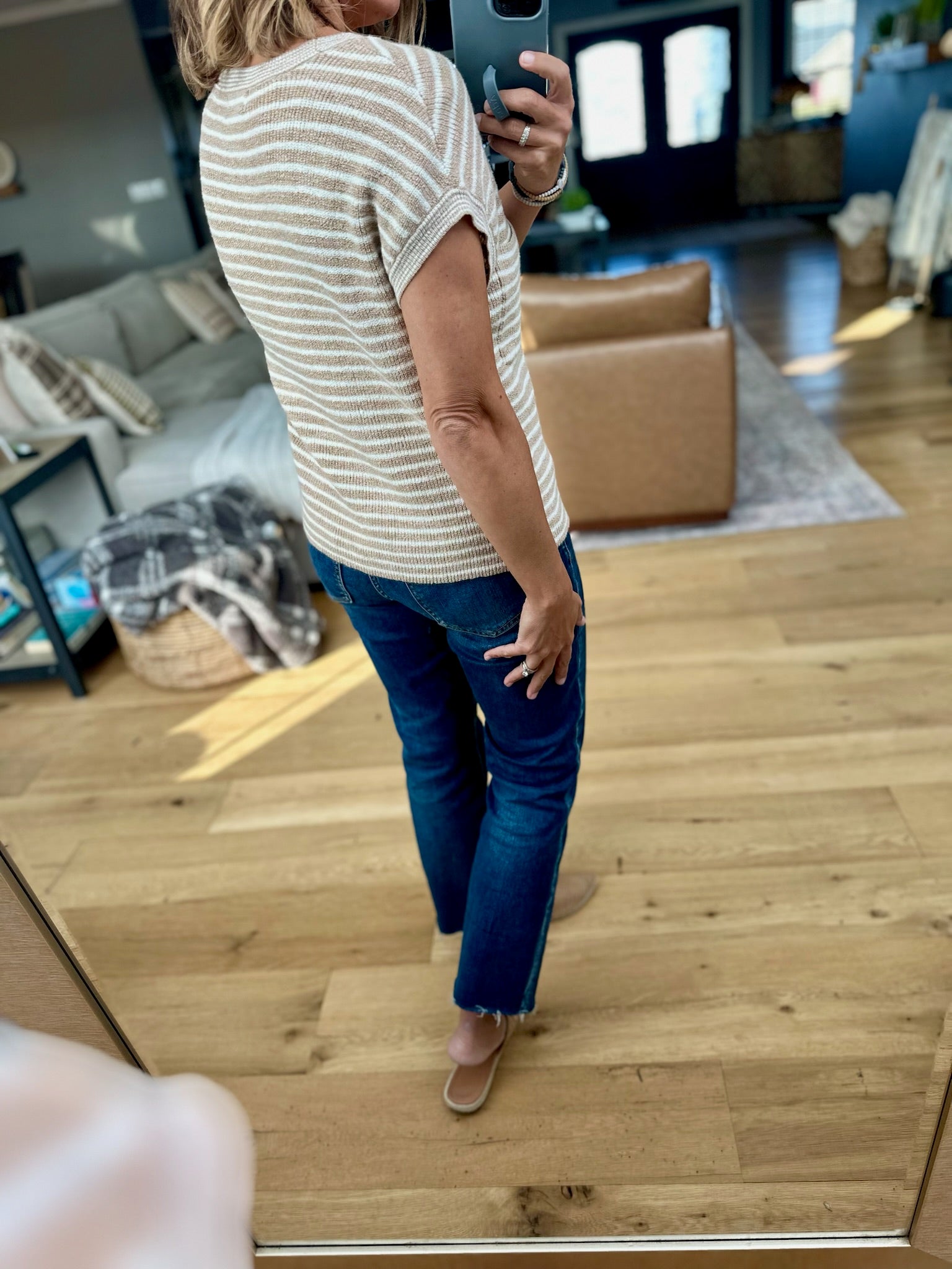 Almost Famous Striped Top-Sweaters-Blu Pepper-Anna Kaytes Boutique, Women's Fashion Boutique in Grinnell, Iowa