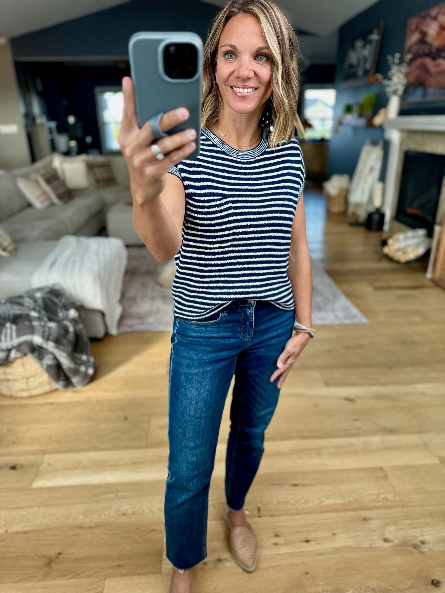 Almost Famous Striped Top-Sweaters-Blu Pepper-Anna Kaytes Boutique, Women's Fashion Boutique in Grinnell, Iowa