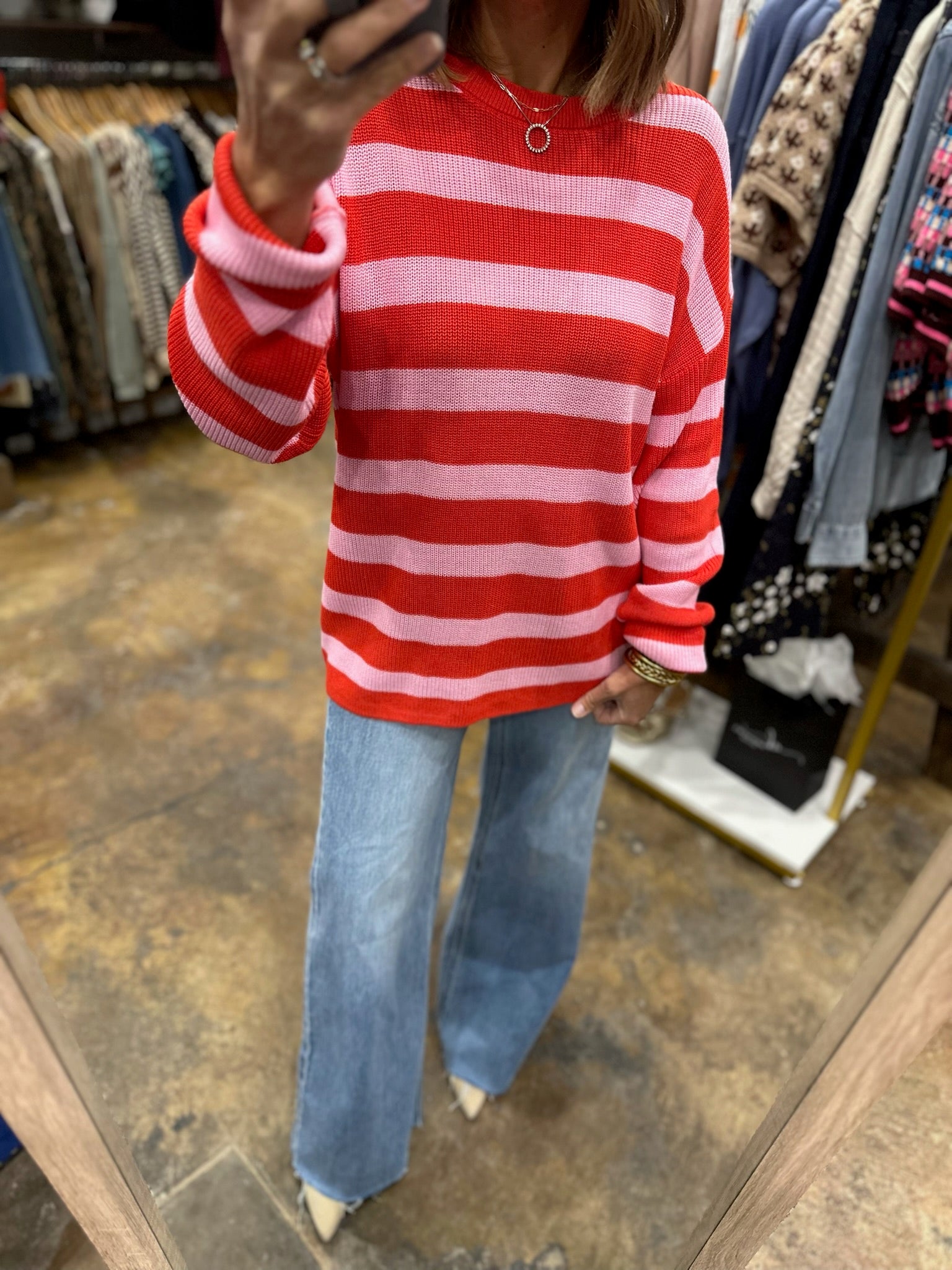 All Mine Moment Striped Knit-Sweaters-Hem & Thread-Anna Kaytes Boutique, Women's Fashion Boutique in Grinnell, Iowa