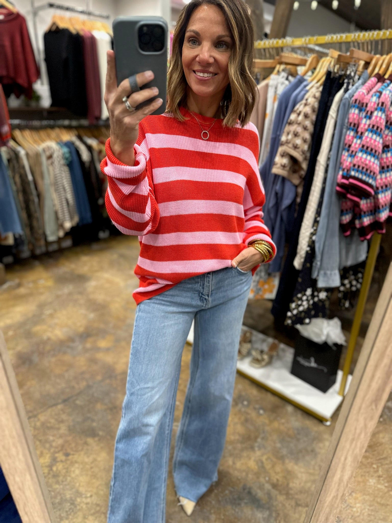 All Mine Moment Striped Knit-Sweaters-Hem & Thread-Anna Kaytes Boutique, Women's Fashion Boutique in Grinnell, Iowa