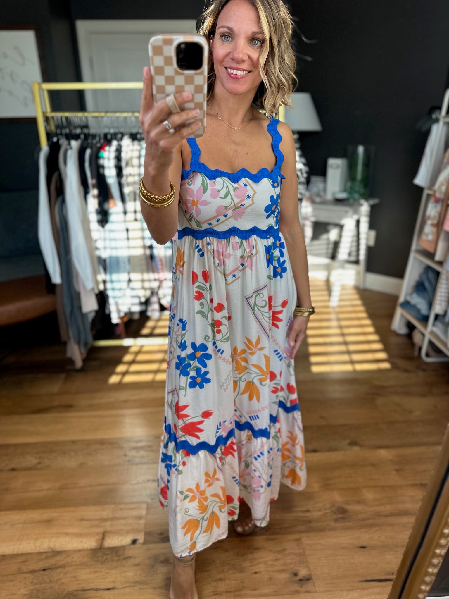 Summer's Dream Floral Dress - Ivory Multi-Blu Pepper-Anna Kaytes Boutique, Women's Fashion Boutique in Grinnell, Iowa