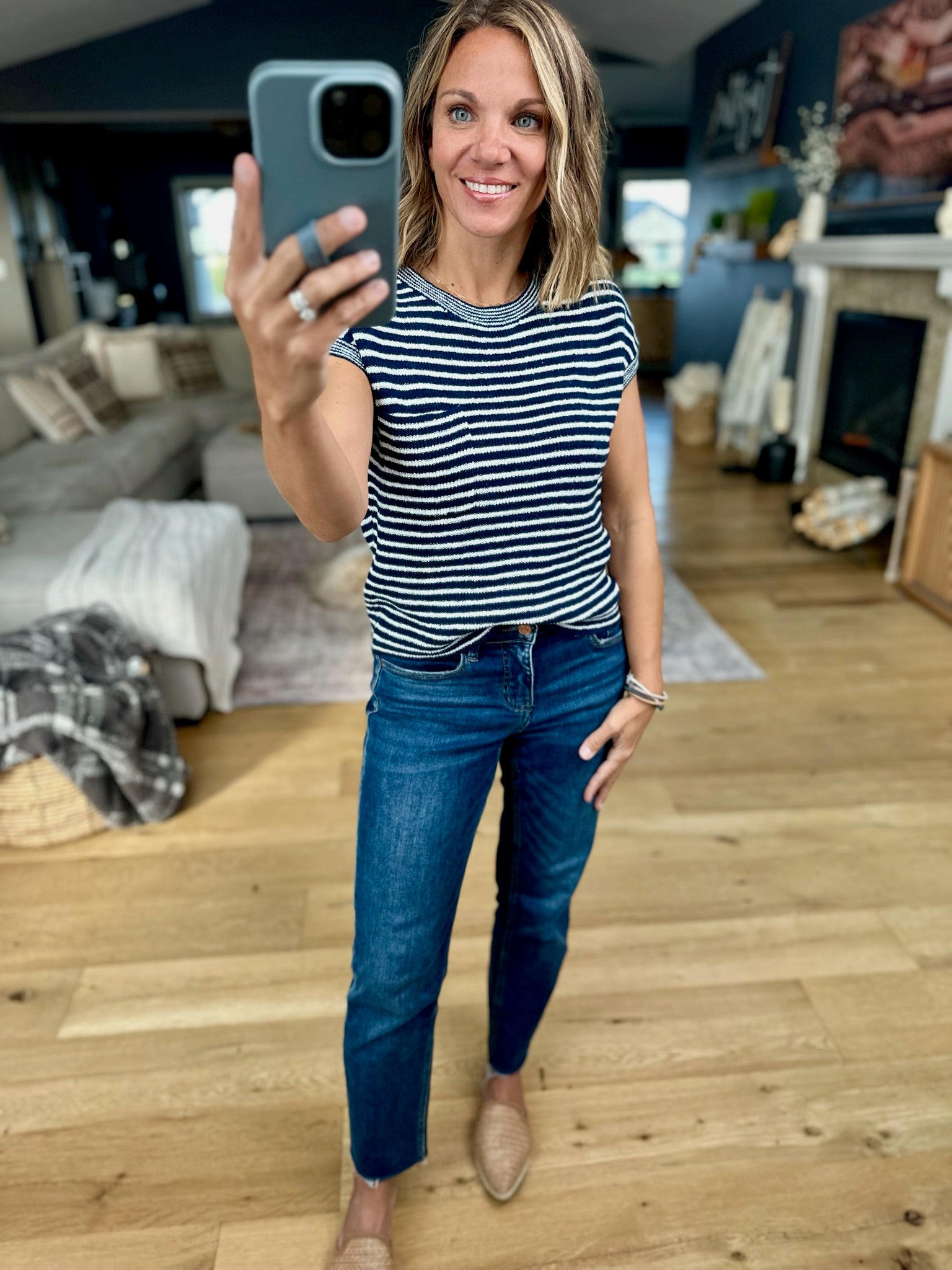 Almost Famous Striped Top-Sweaters-Blu Pepper-Anna Kaytes Boutique, Women's Fashion Boutique in Grinnell, Iowa