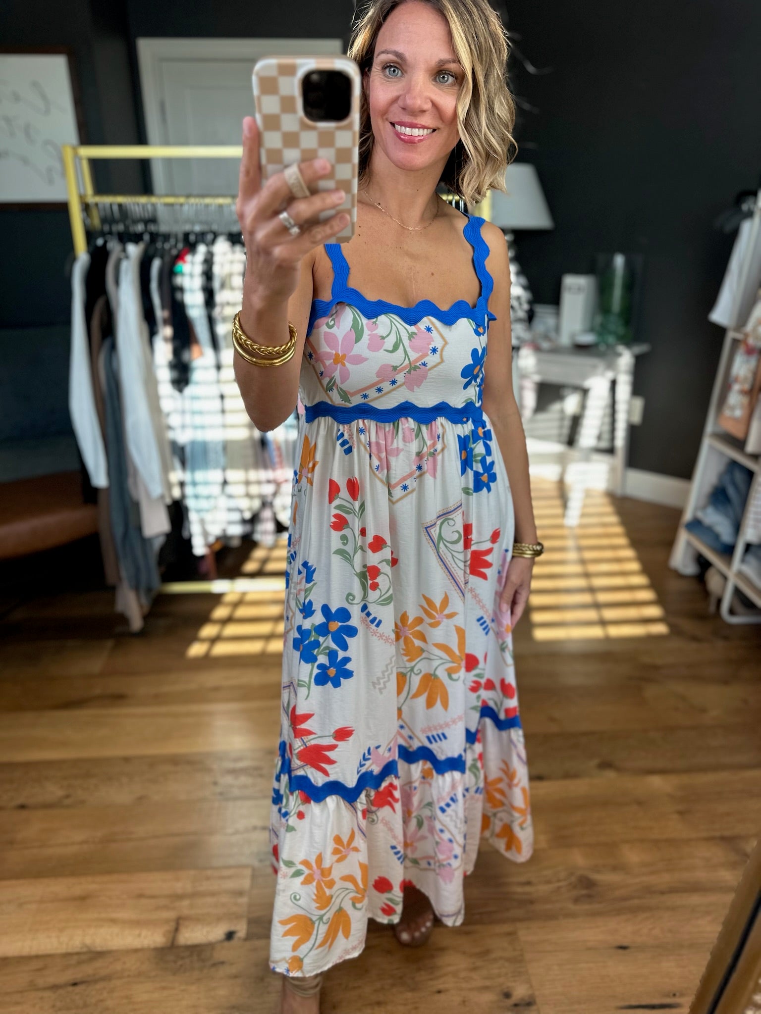Summer's Dream Floral Dress - Ivory Multi-Blu Pepper-Anna Kaytes Boutique, Women's Fashion Boutique in Grinnell, Iowa