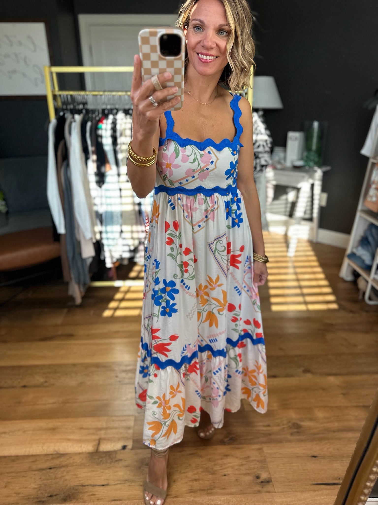 Summer's Dream Floral Dress - Ivory Multi-Blu Pepper-Anna Kaytes Boutique, Women's Fashion Boutique in Grinnell, Iowa