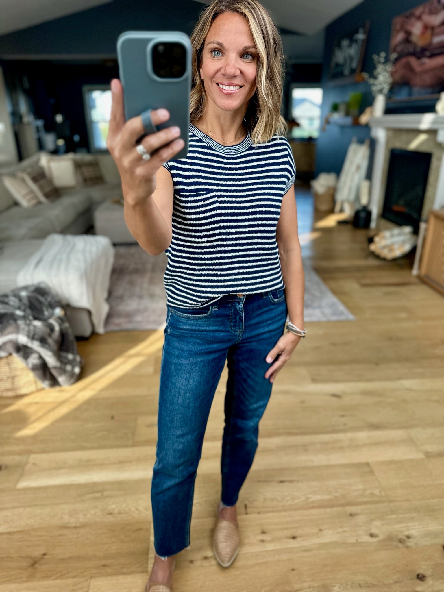 Almost Famous Striped Top-Sweaters-Blu Pepper-Anna Kaytes Boutique, Women's Fashion Boutique in Grinnell, Iowa