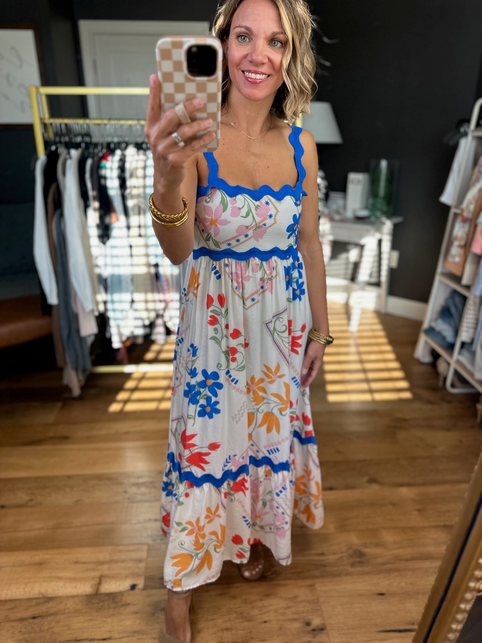 Summer's Dream Floral Dress - Ivory Multi-Blu Pepper-Anna Kaytes Boutique, Women's Fashion Boutique in Grinnell, Iowa