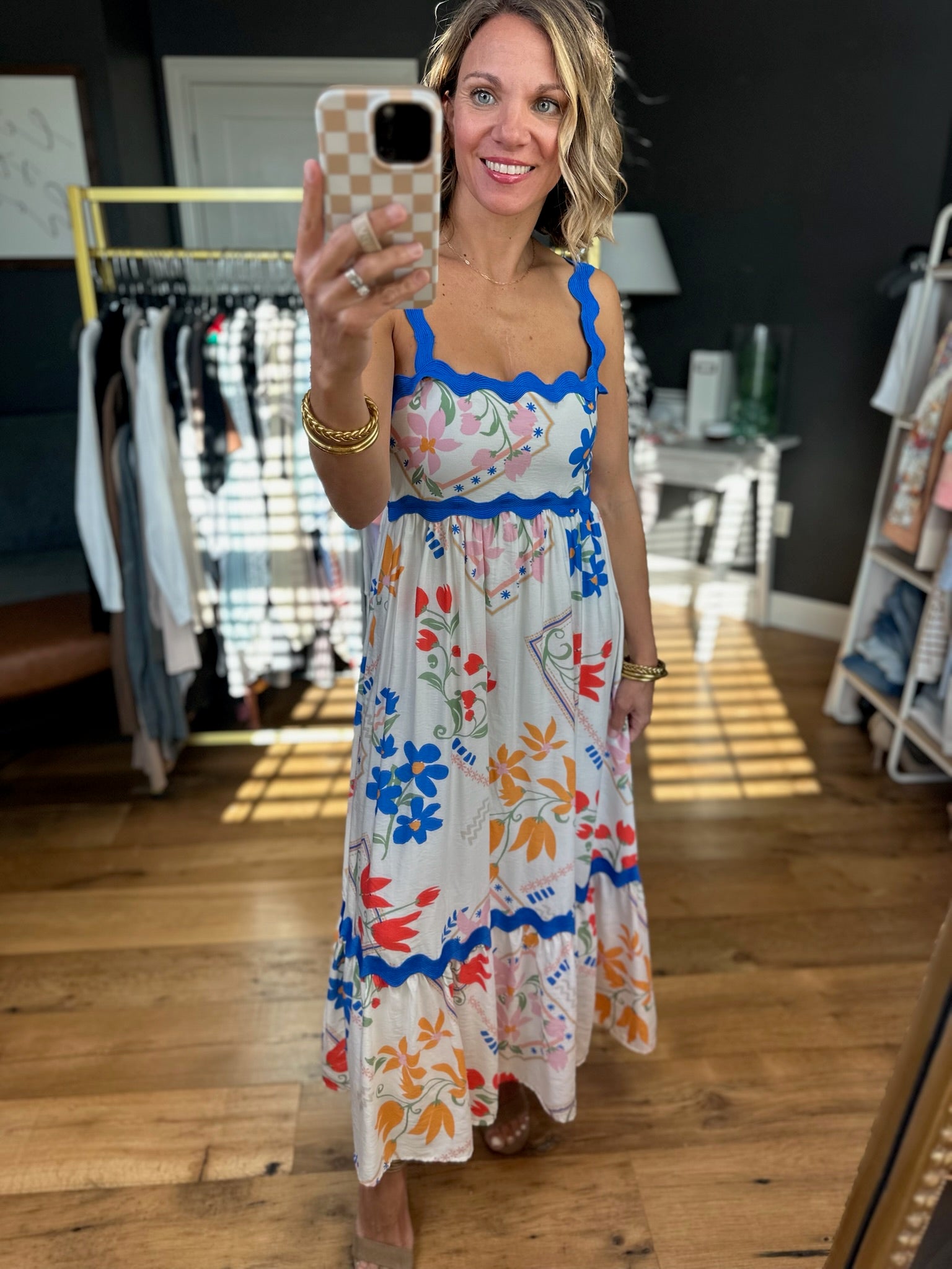 Summer's Dream Floral Dress - Ivory Multi-Blu Pepper-Anna Kaytes Boutique, Women's Fashion Boutique in Grinnell, Iowa