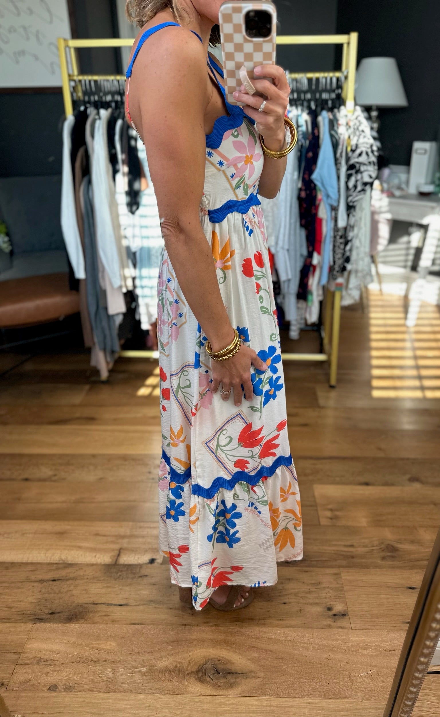Summer's Dream Floral Dress - Ivory Multi-Blu Pepper-Anna Kaytes Boutique, Women's Fashion Boutique in Grinnell, Iowa