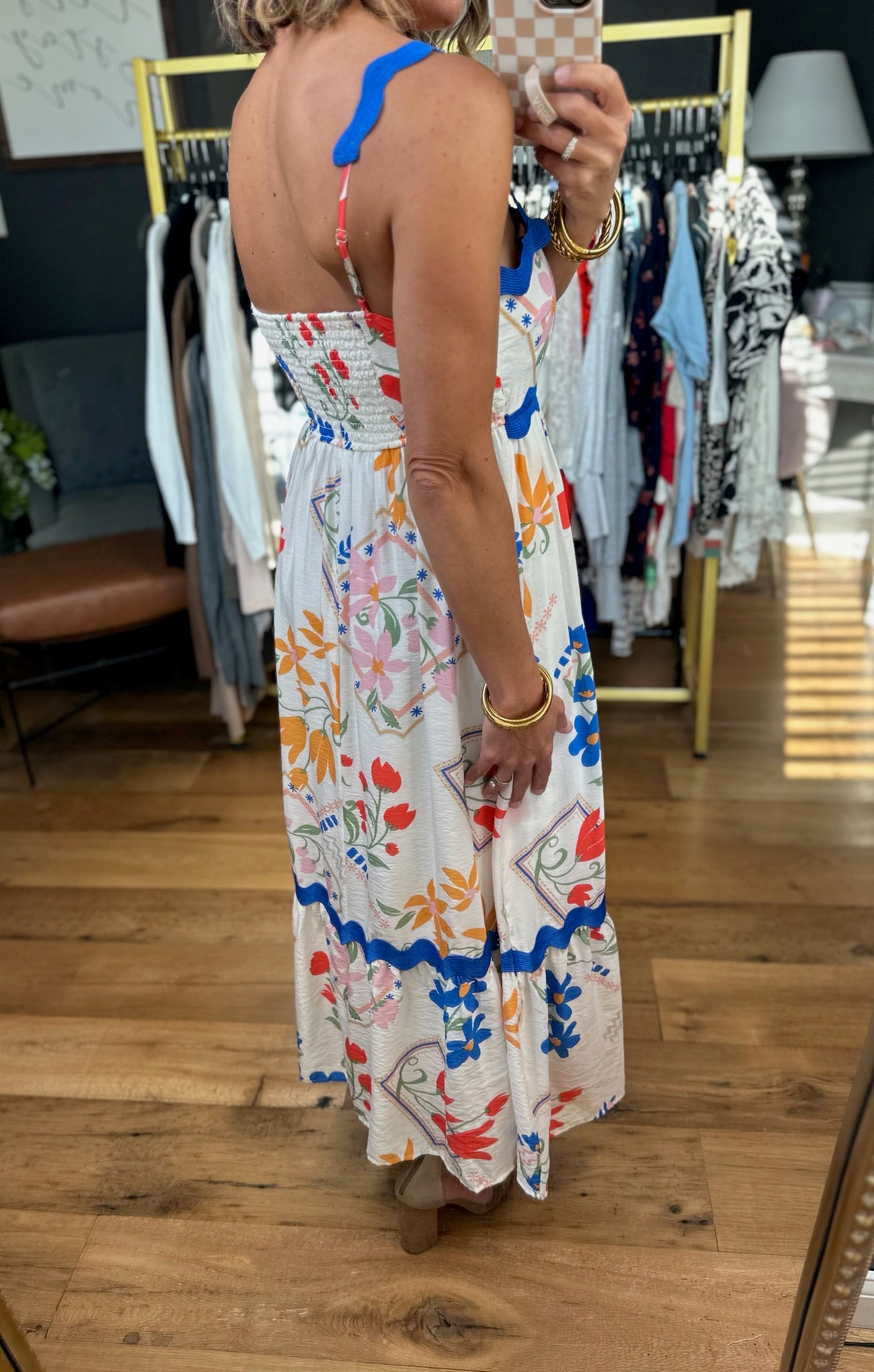 Summer's Dream Floral Dress - Ivory Multi-Blu Pepper-Anna Kaytes Boutique, Women's Fashion Boutique in Grinnell, Iowa